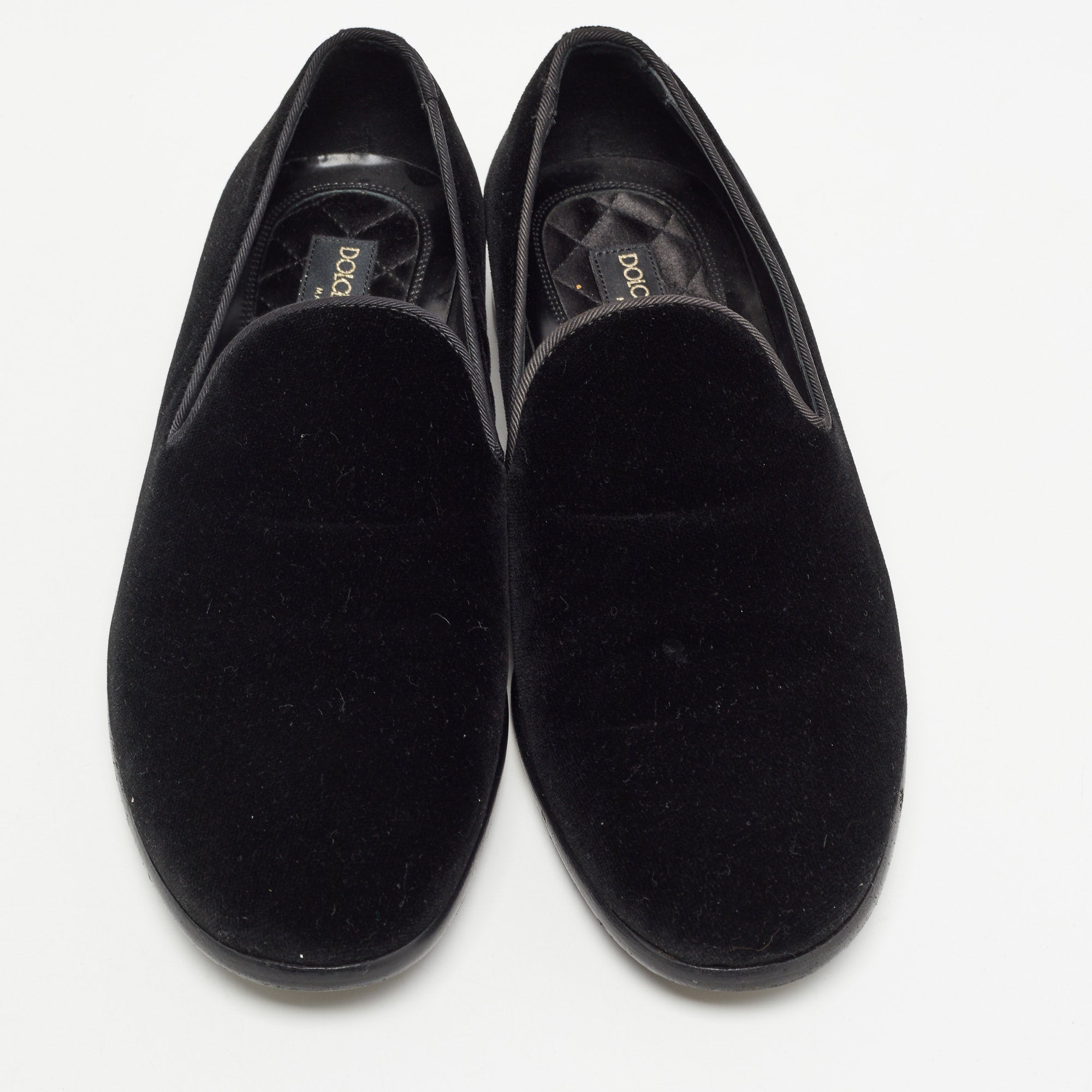 Dolce & Gabbana Black Velvet Slip On Loafers Size 41