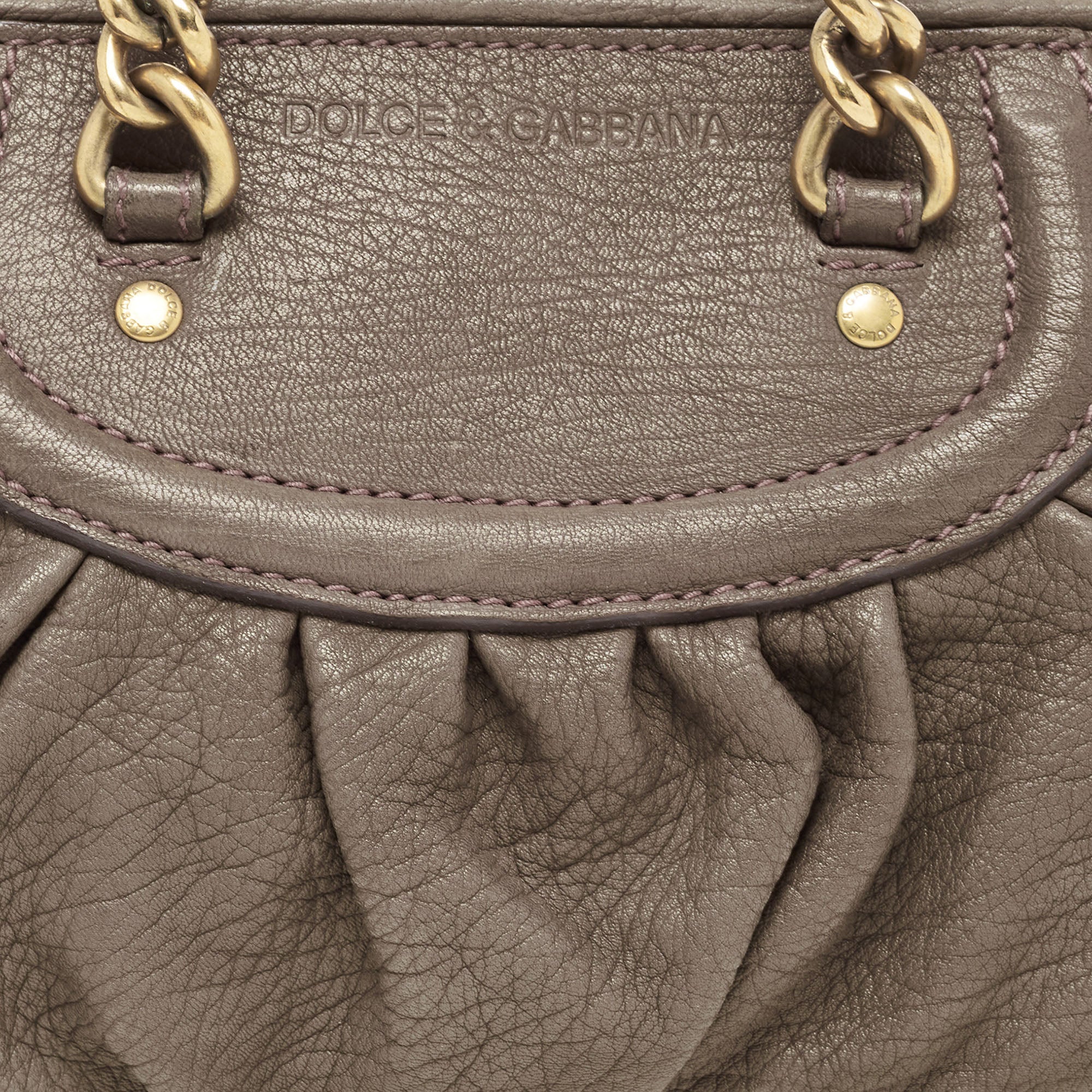 Dolce & Gabbana Khaki Green Pleated Leather Tassel Hobo