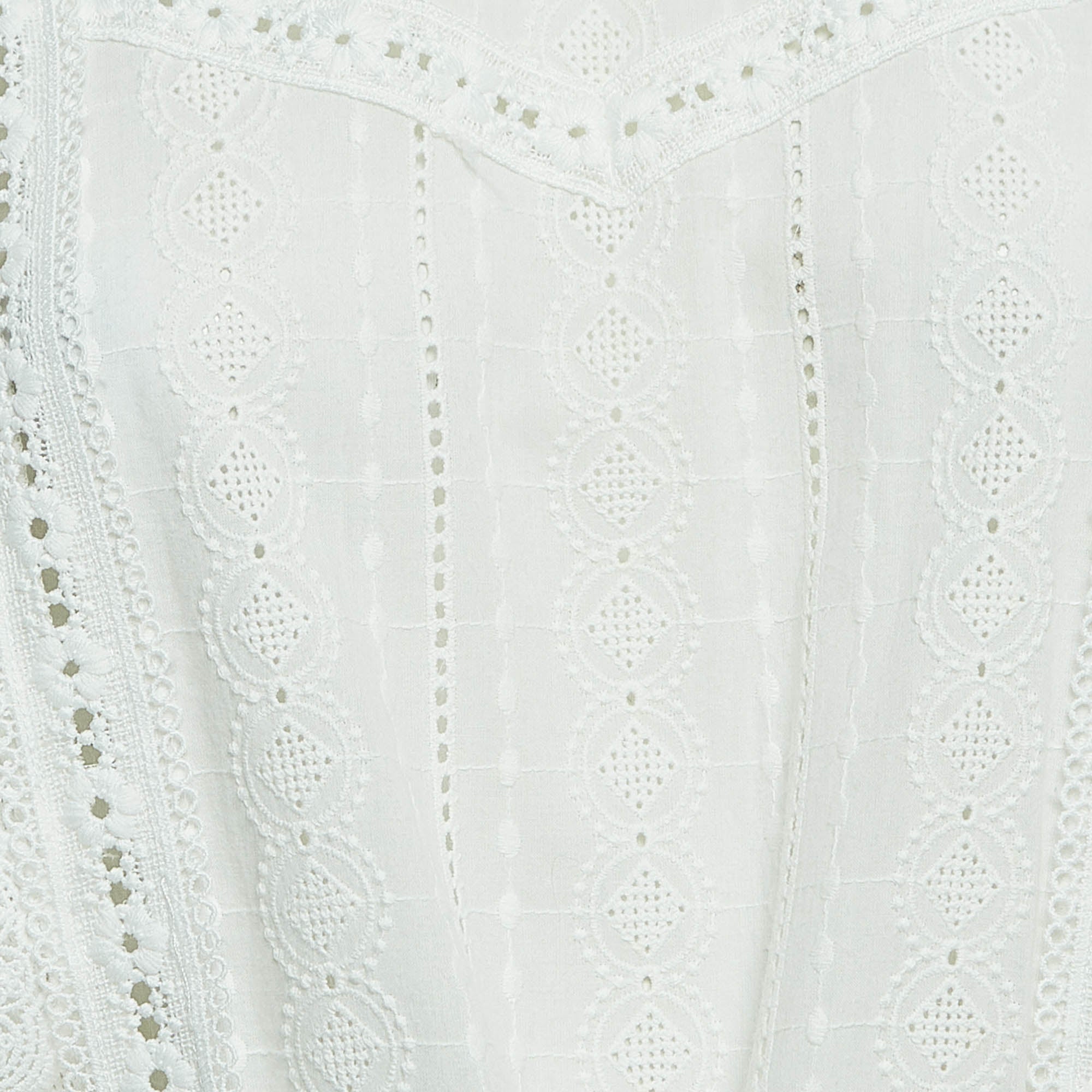 Maje White Ravia Cotton Lace Long Sleeve Mini Dress M