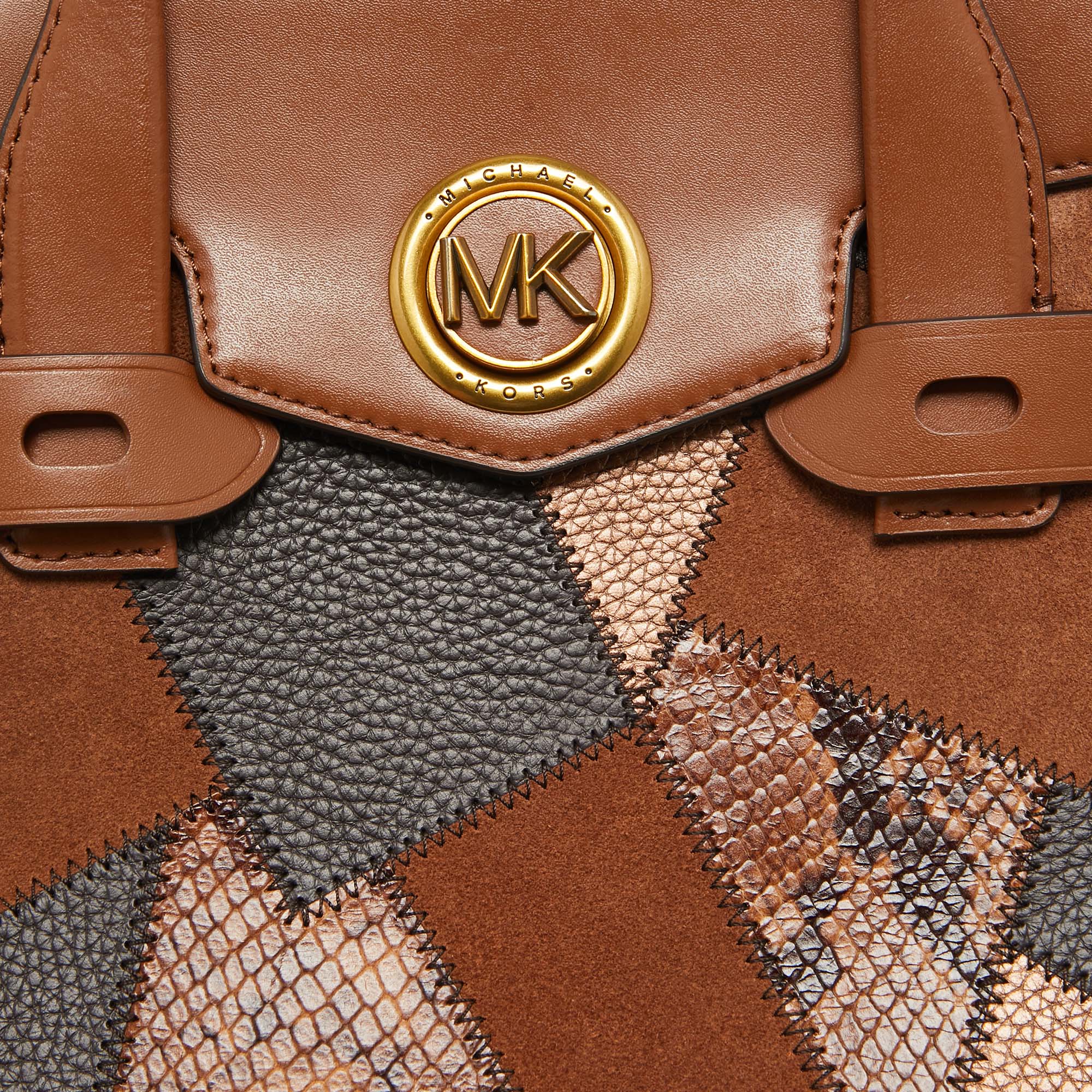 Michael Kors Brown Leather Patchwork Carmen Belted Satchel