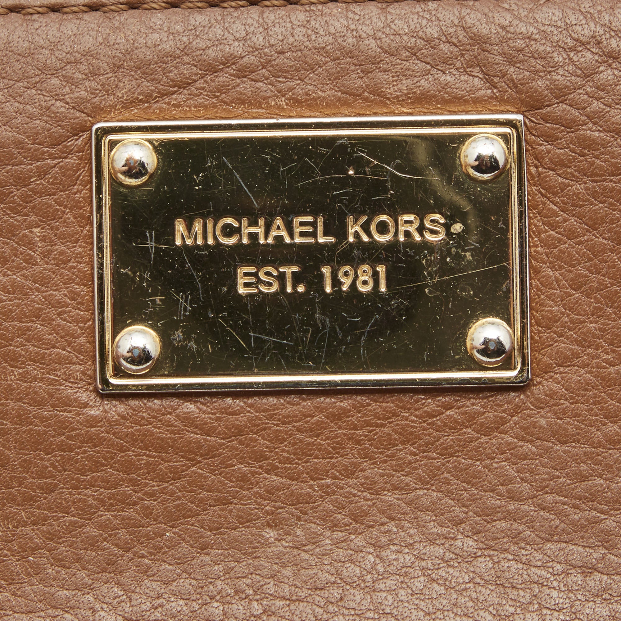 Michael Kors Brown Leather Logo Zip Around Continental Wallet