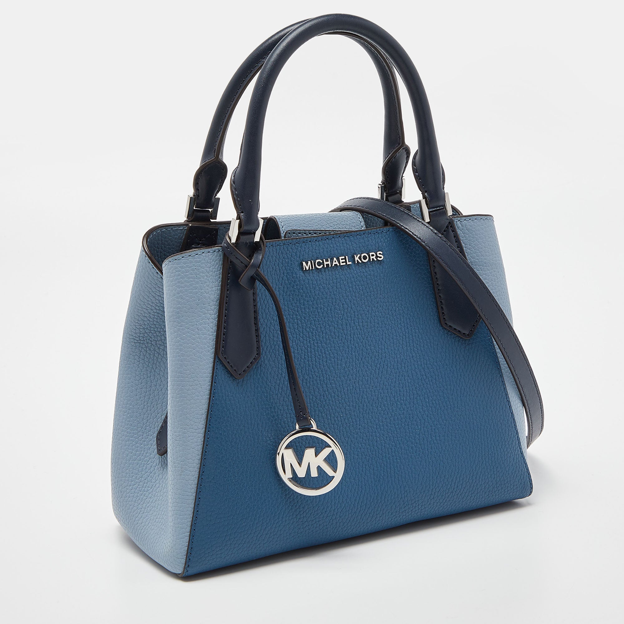 Michael Kors Multi Tone Blue Leather Small Kimberly Satchel