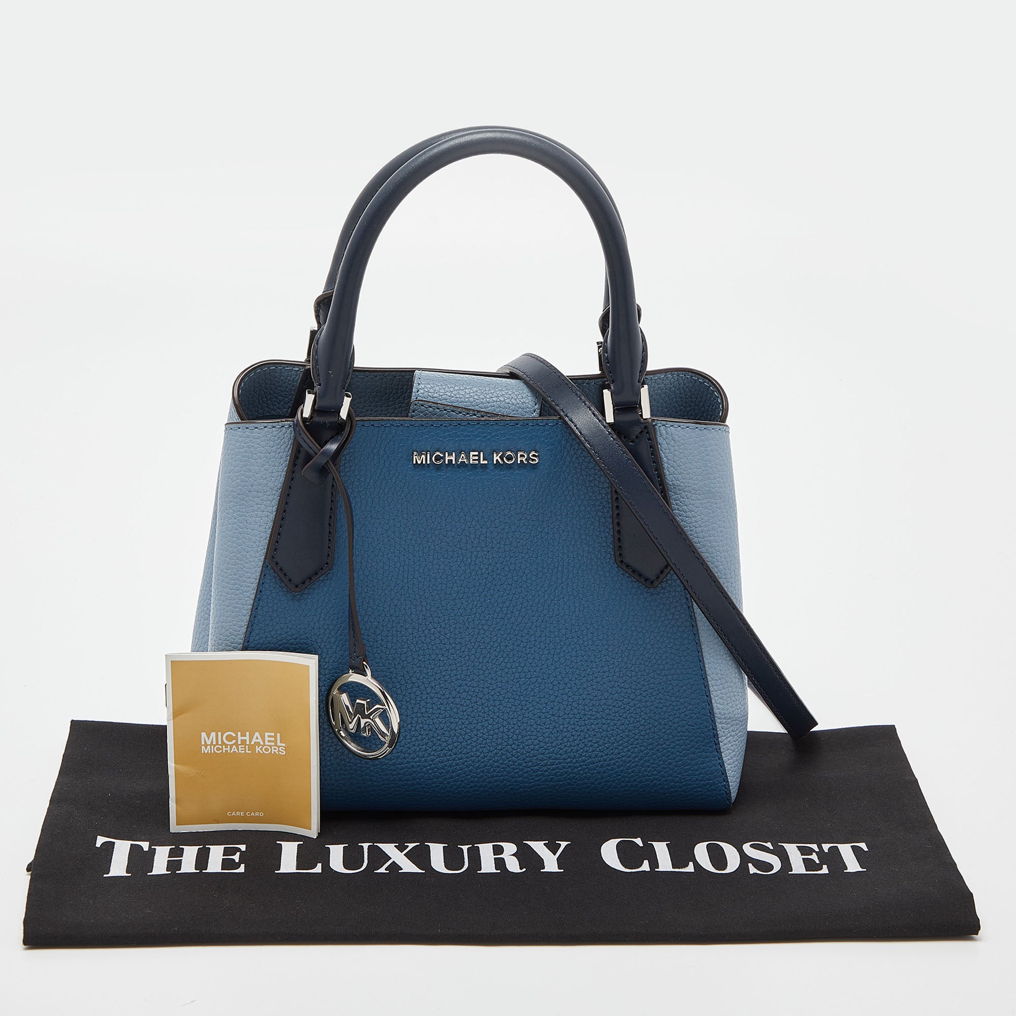 Michael Kors Multi Tone Blue Leather Small Kimberly Satchel