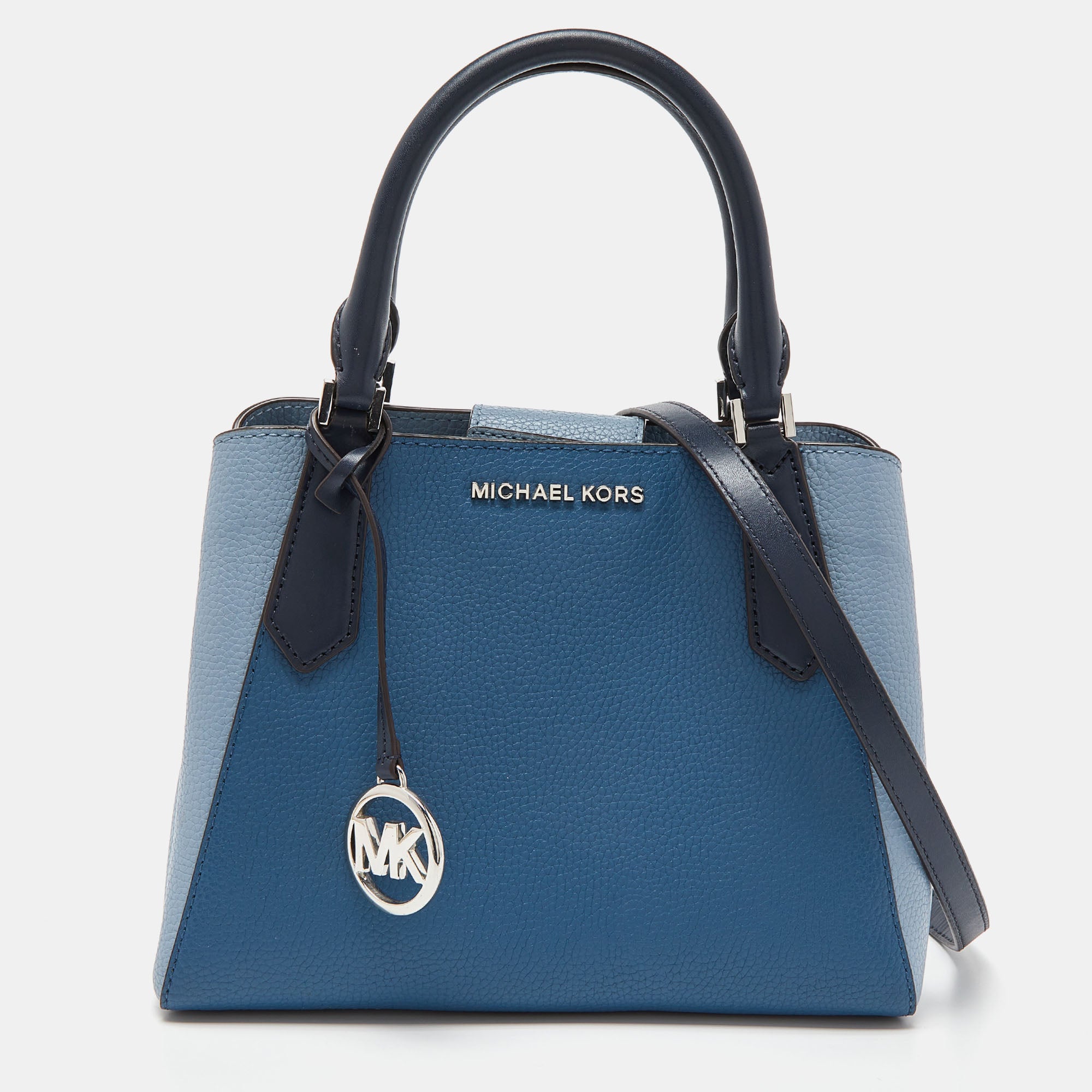 Michael Kors Multi Tone Blue Leather Small Kimberly Satchel