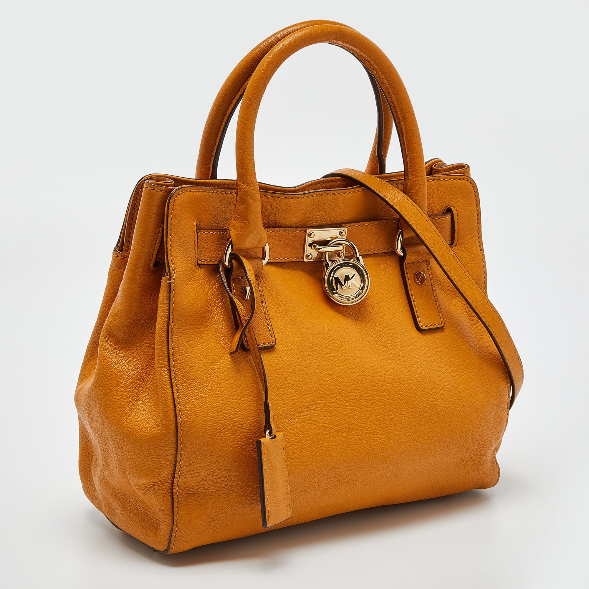 Michael Kors Orange Leather Hamilton North South Tote