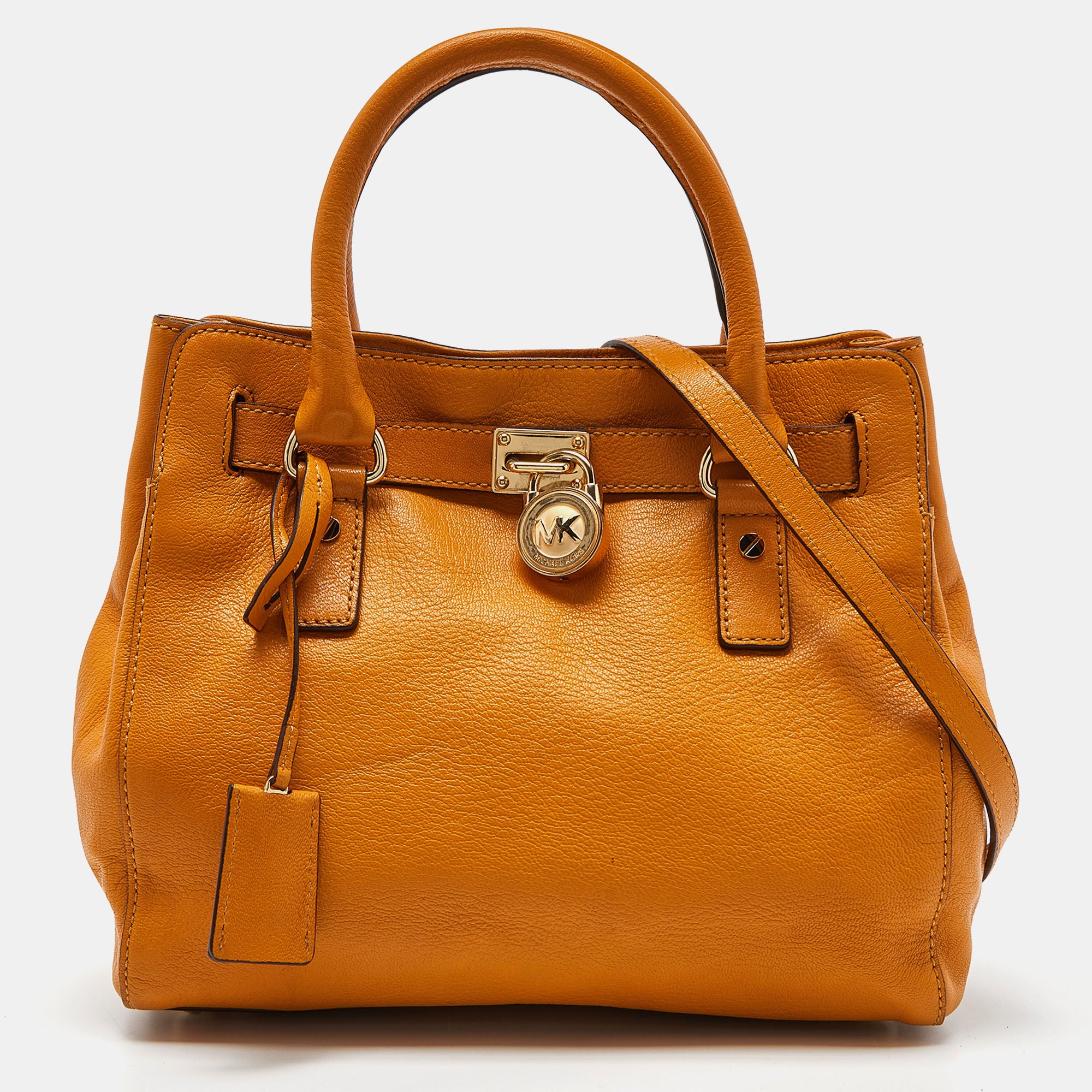 Michael Kors Orange Leather Hamilton North South Tote