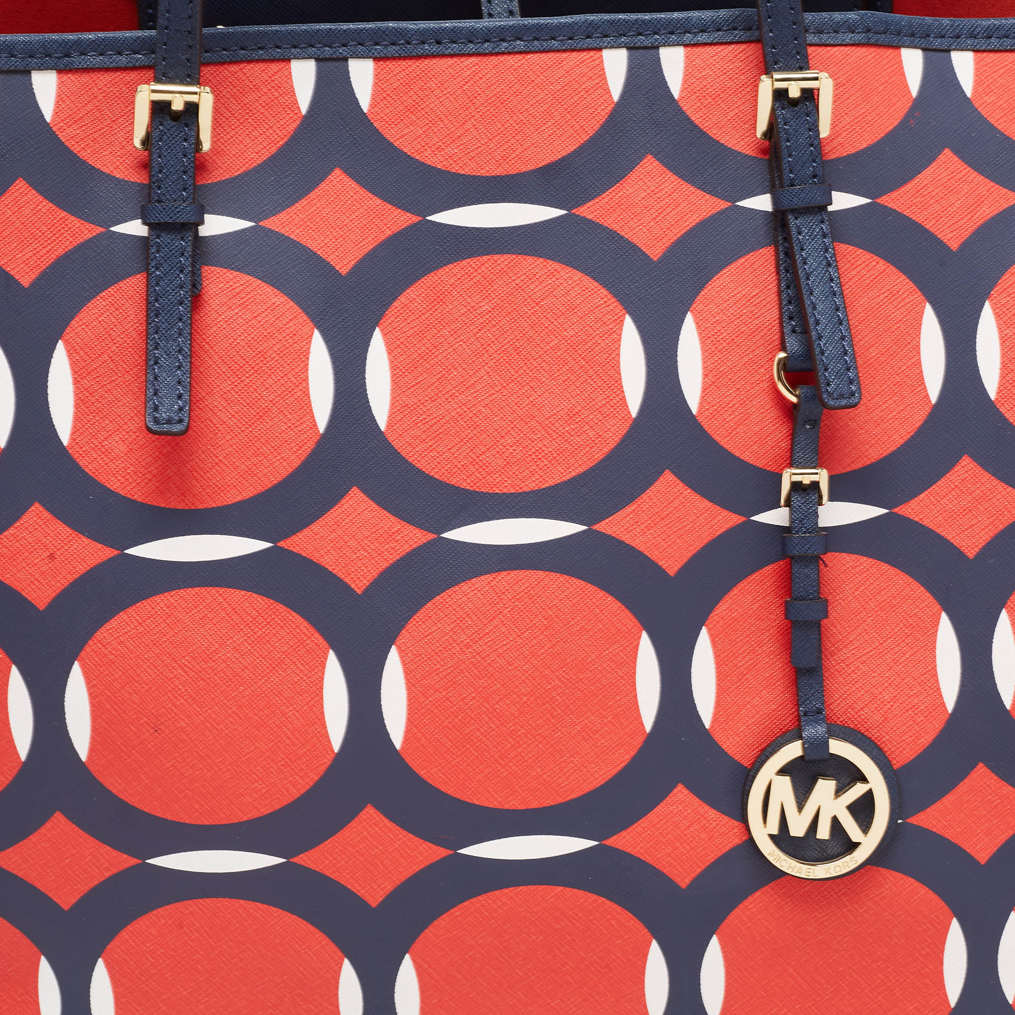 Michael Kors Red/blue Deco Leather Kempton Tote