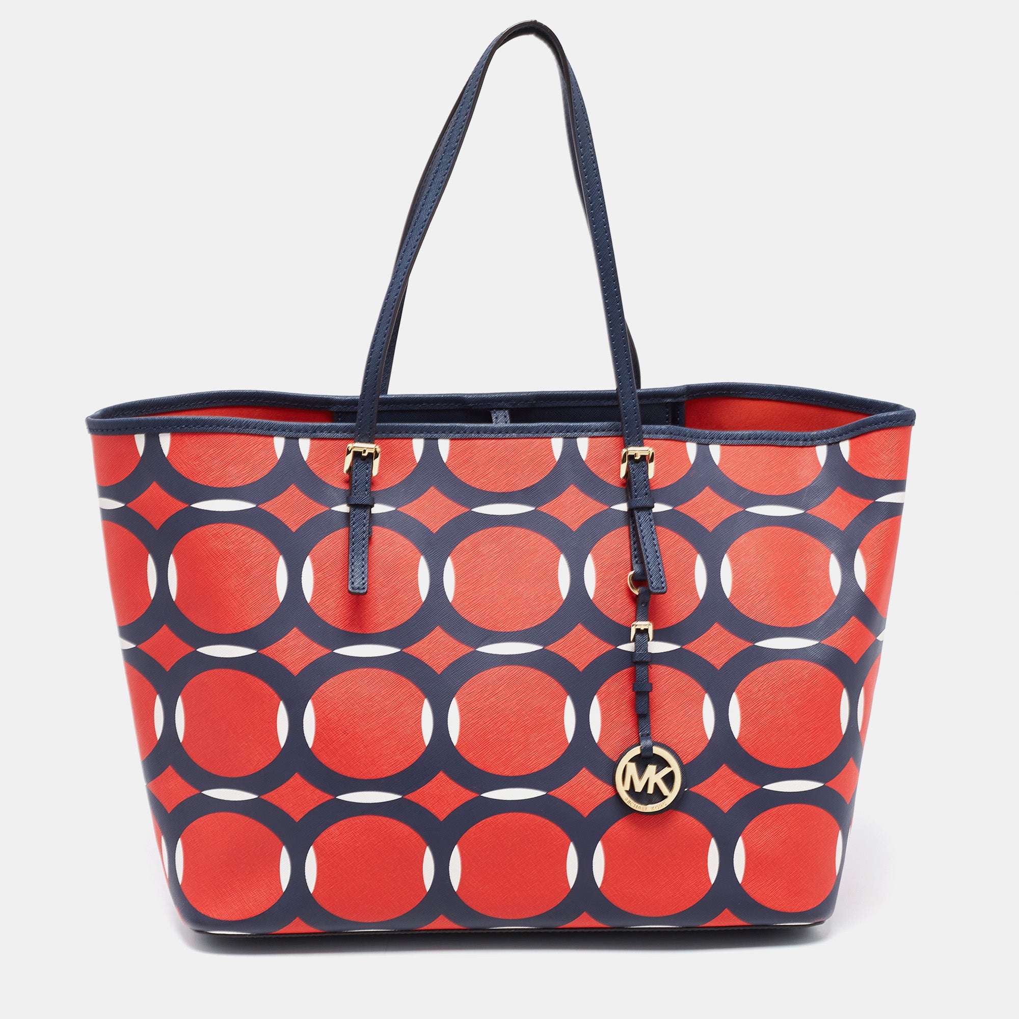 Michael Kors Red/blue Deco Leather Kempton Tote