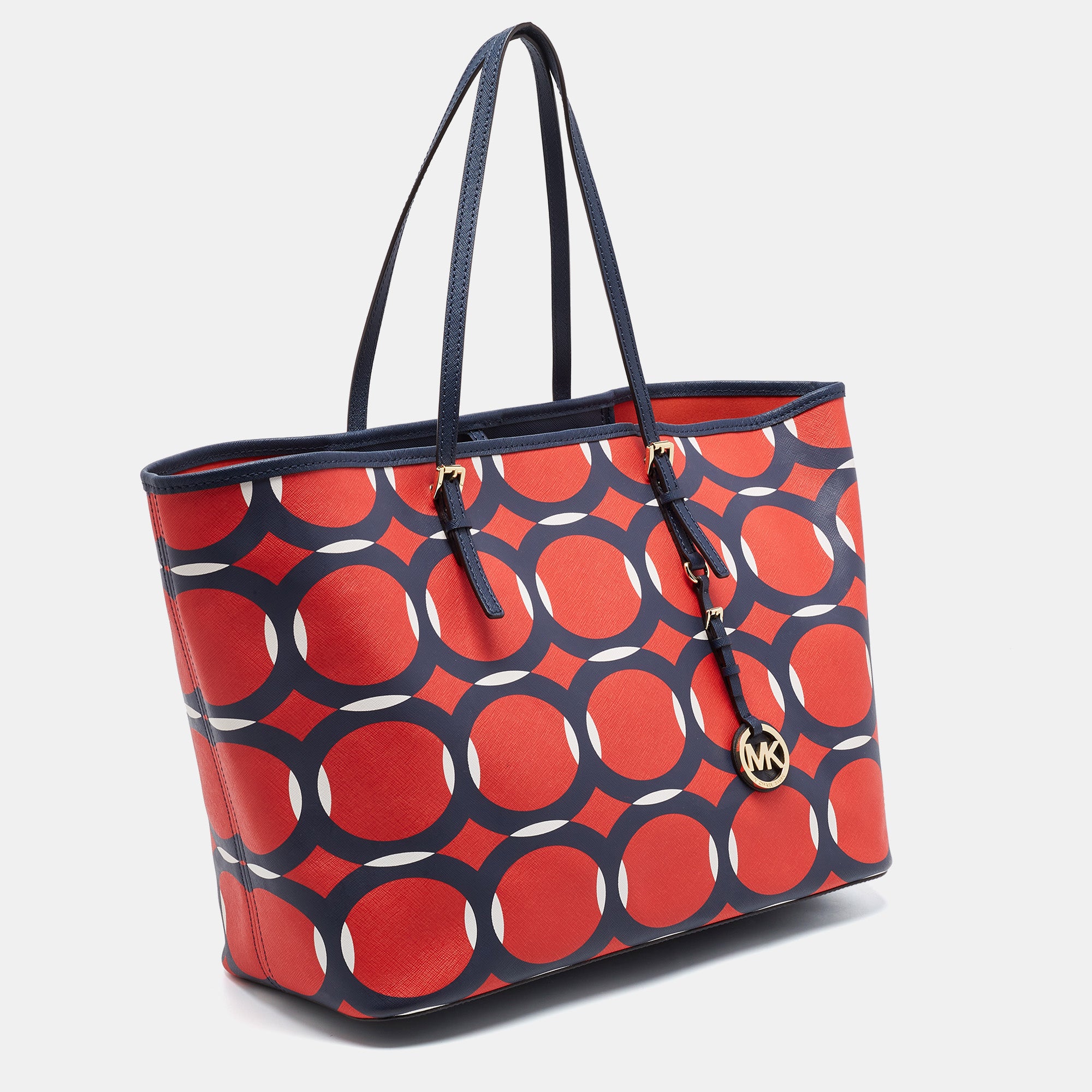 Michael Kors Red/blue Deco Leather Kempton Tote