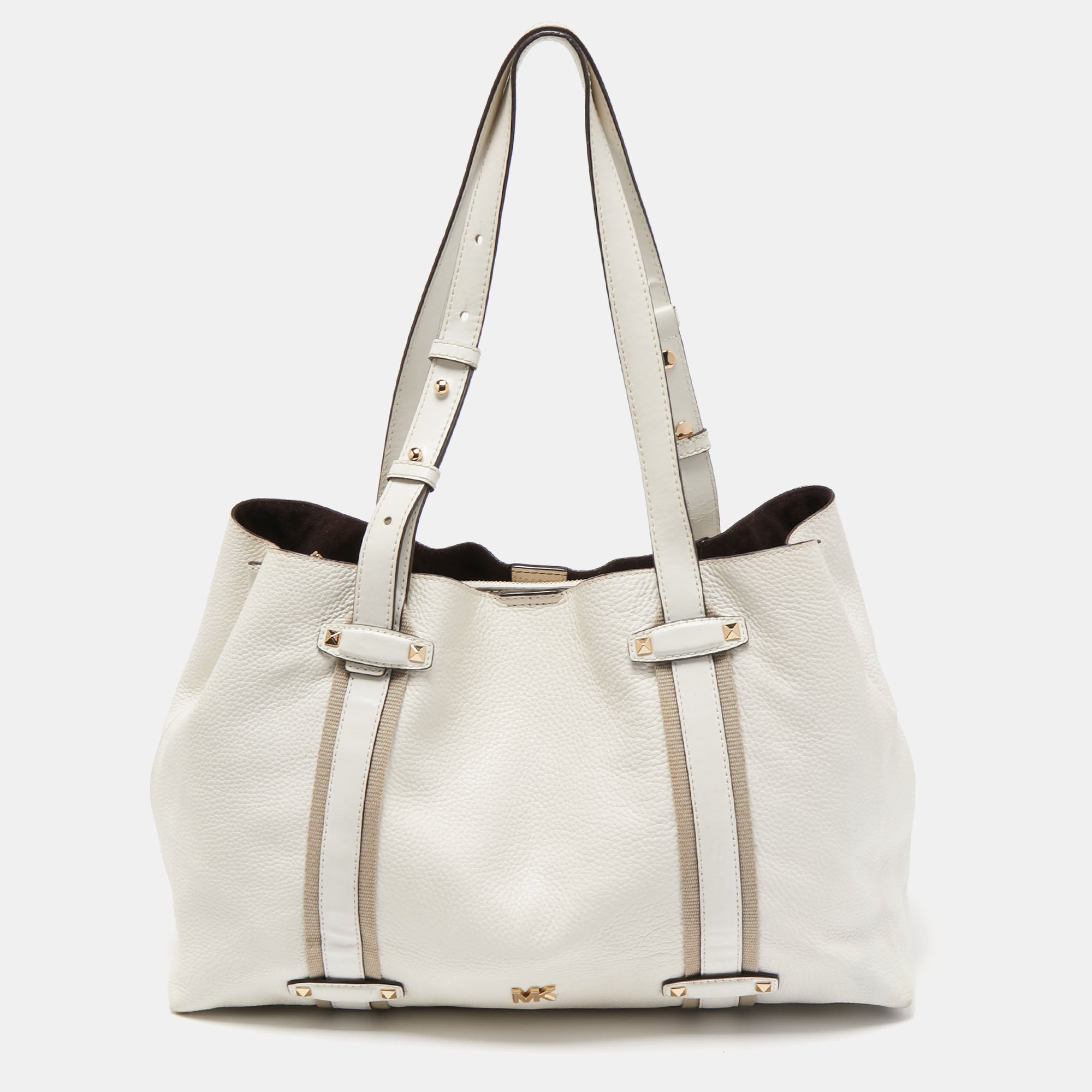 Michael Kors Off White Leather Travel Tote