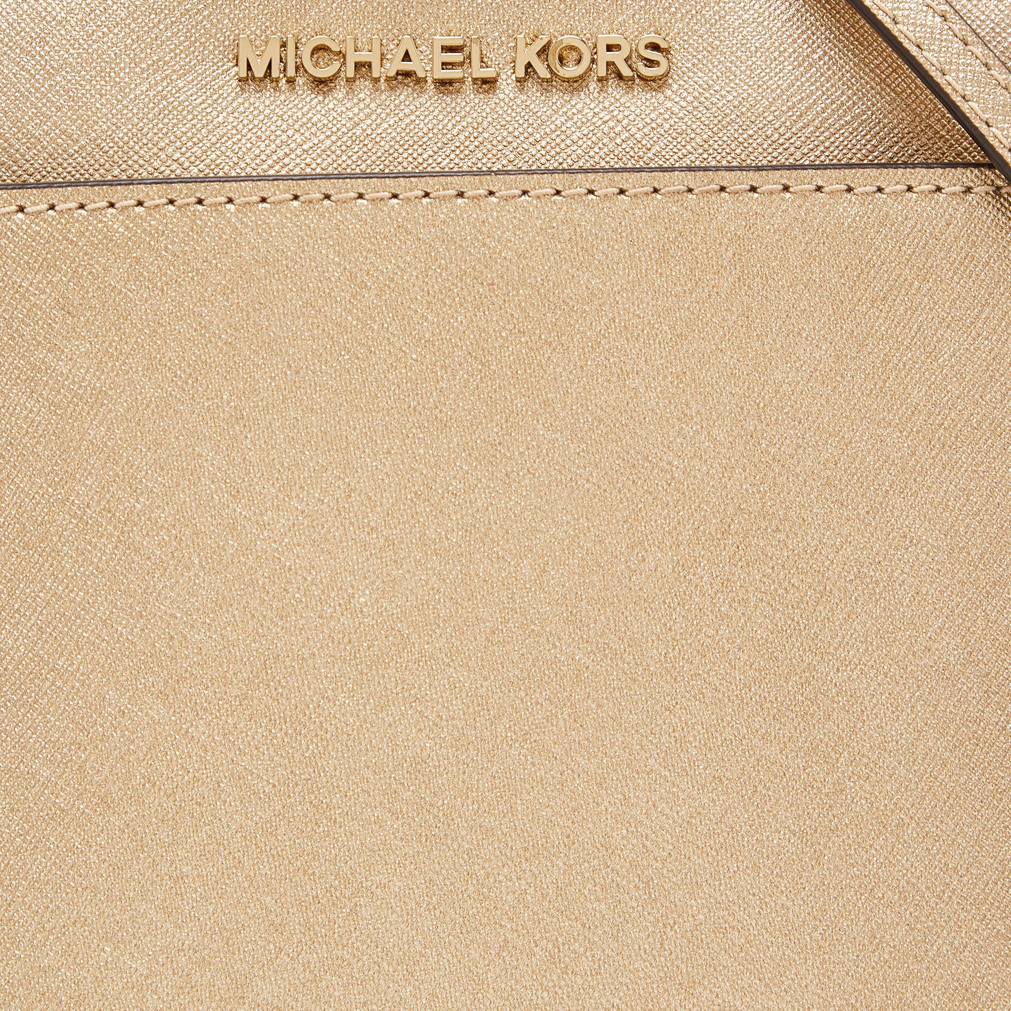 Michael Michael Kors Gold Leather Emmy Crossbody Bag