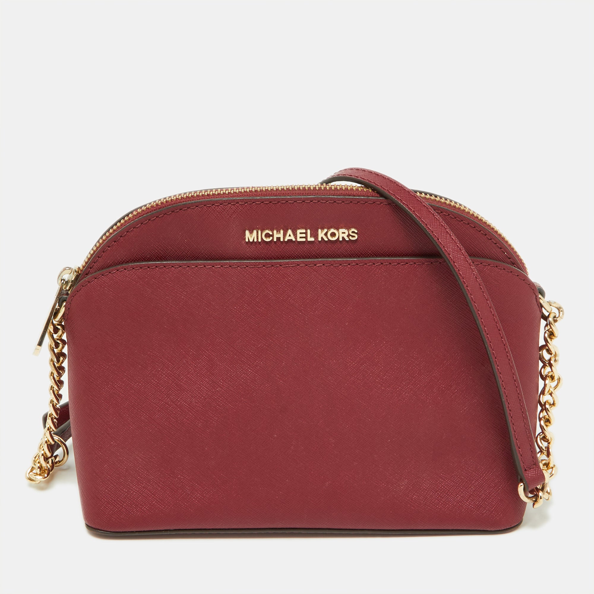 Michael Kors Burgundy Leather Jet Set Crossbody Bag