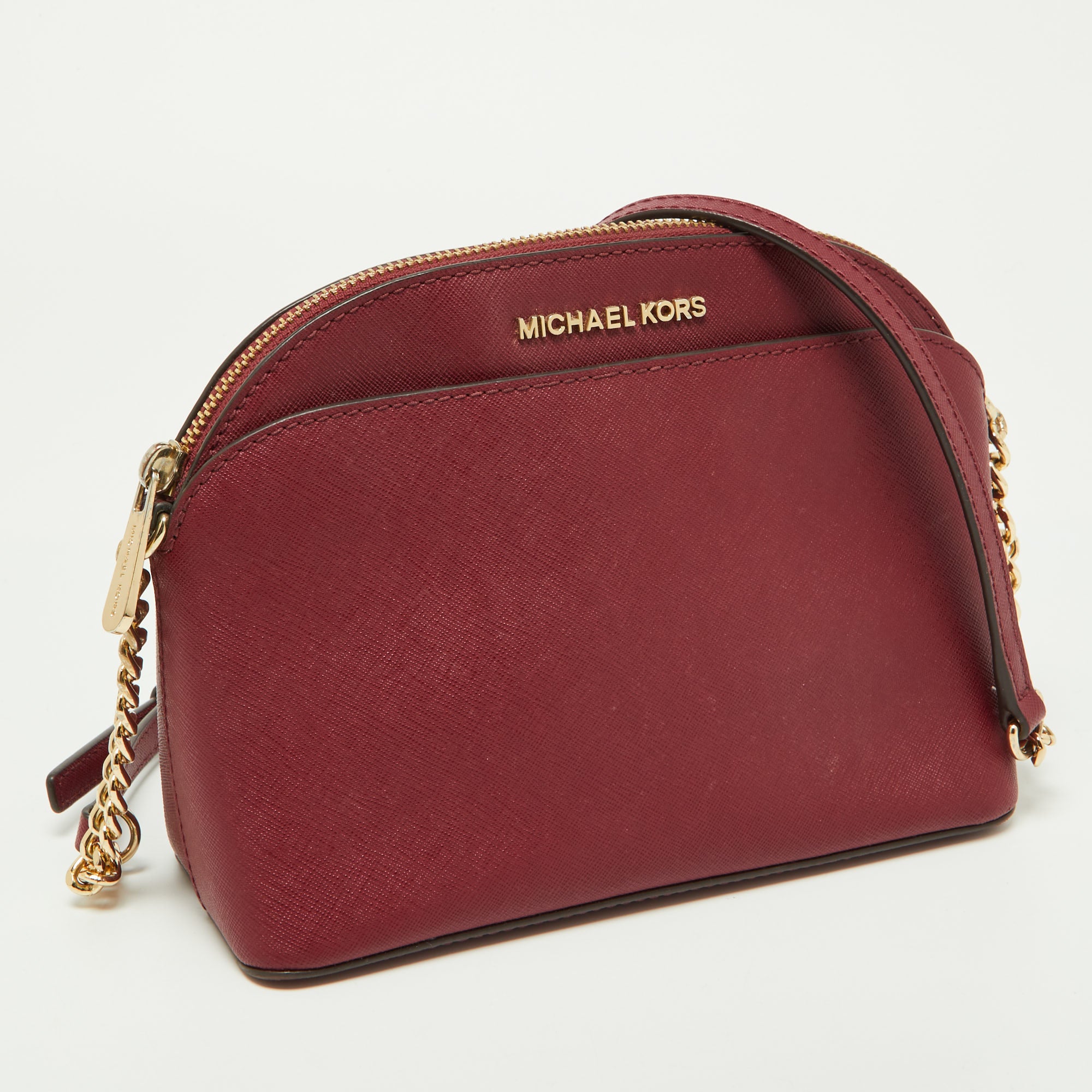 Michael Kors Burgundy Leather Jet Set Crossbody Bag