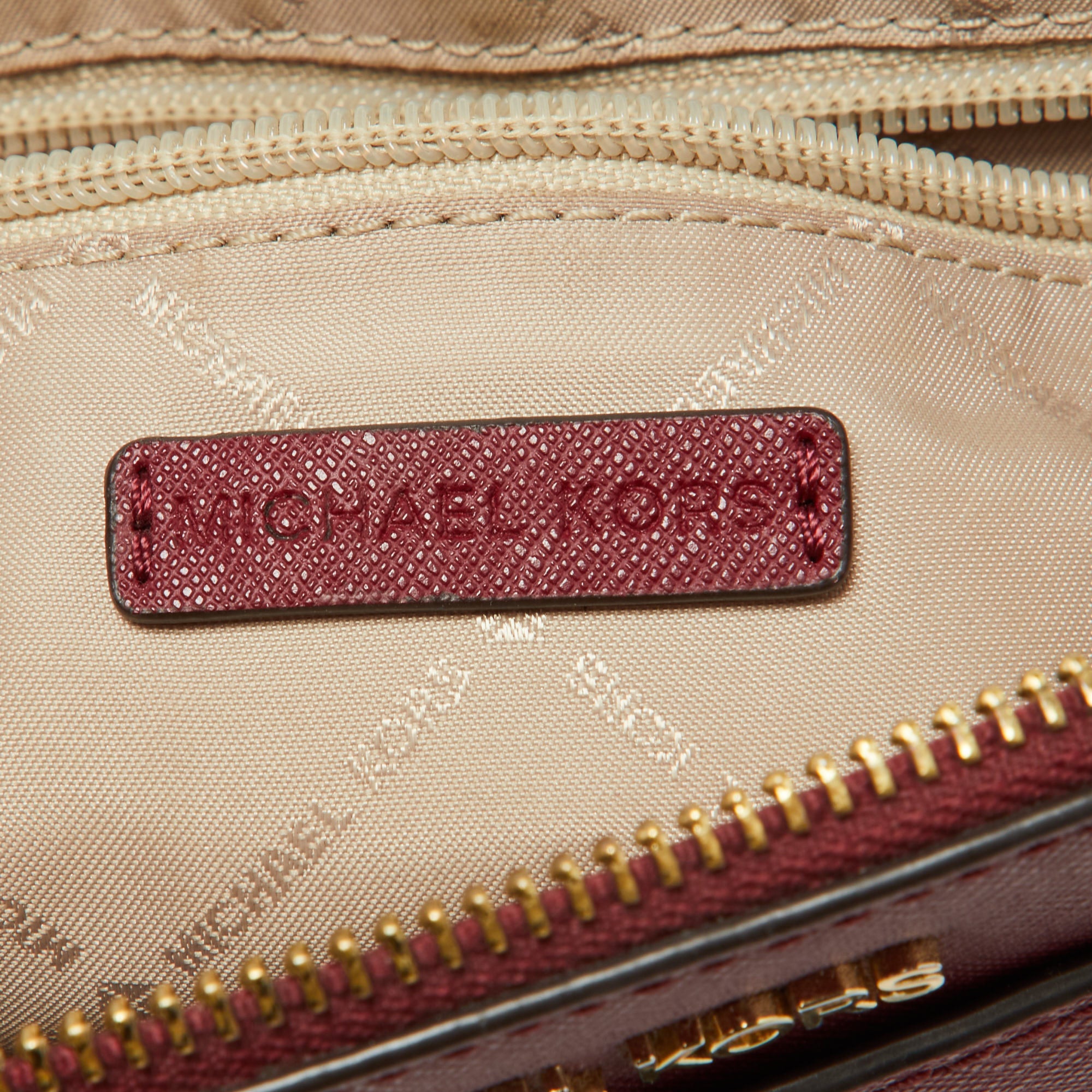 Michael Kors Burgundy Leather Jet Set Crossbody Bag