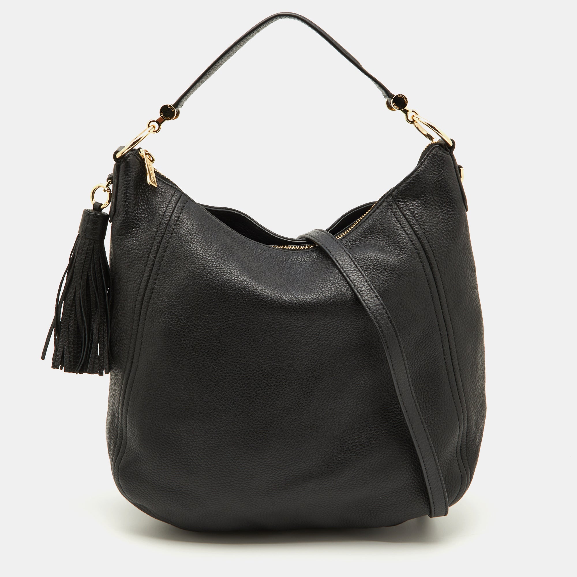 Michael Michael Kors Black Leather Tassel Hobo