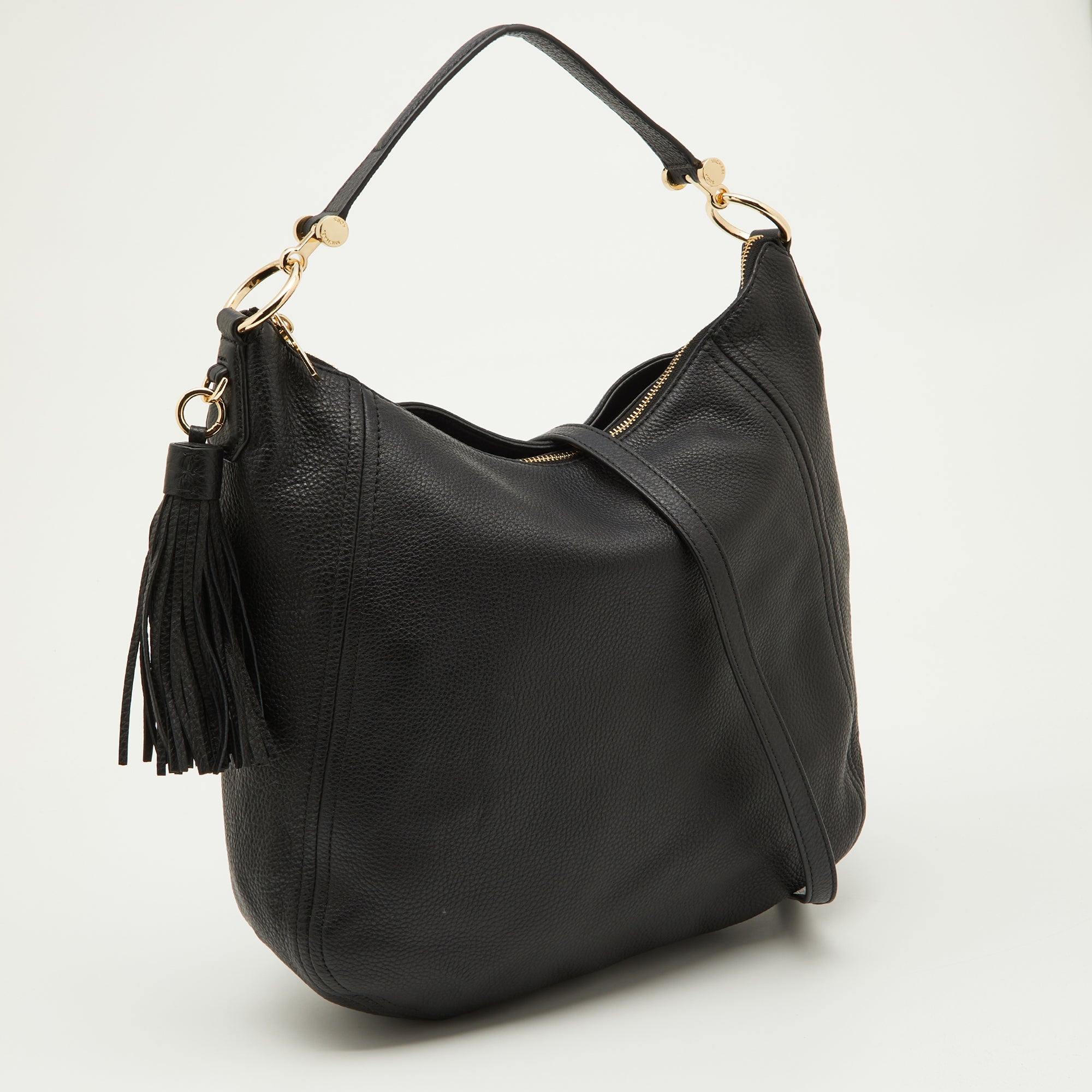 Michael Michael Kors Black Leather Tassel Hobo