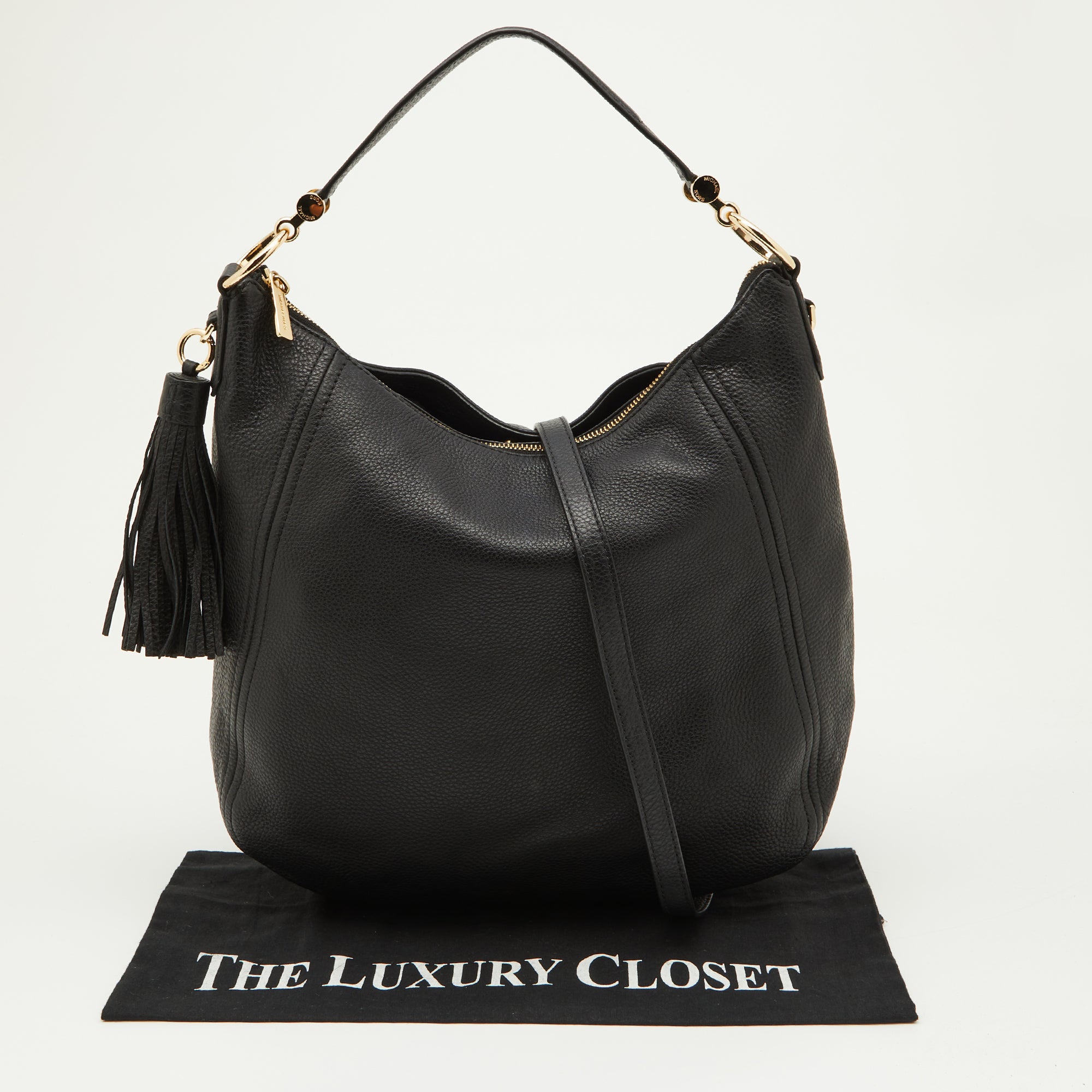 Michael Michael Kors Black Leather Tassel Hobo