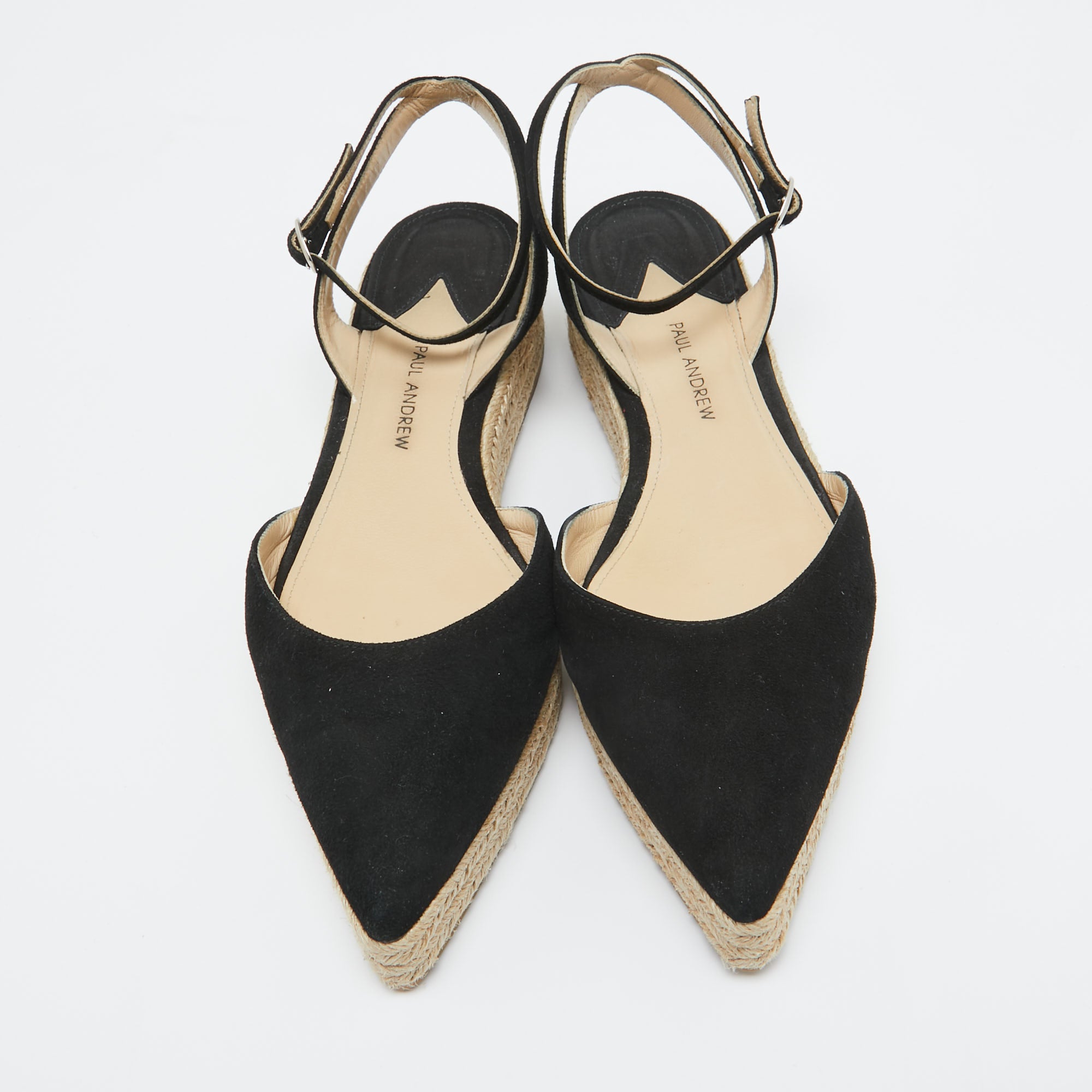Preloved Paul Andrew Black Suede Rhea Espadrilles Size 38