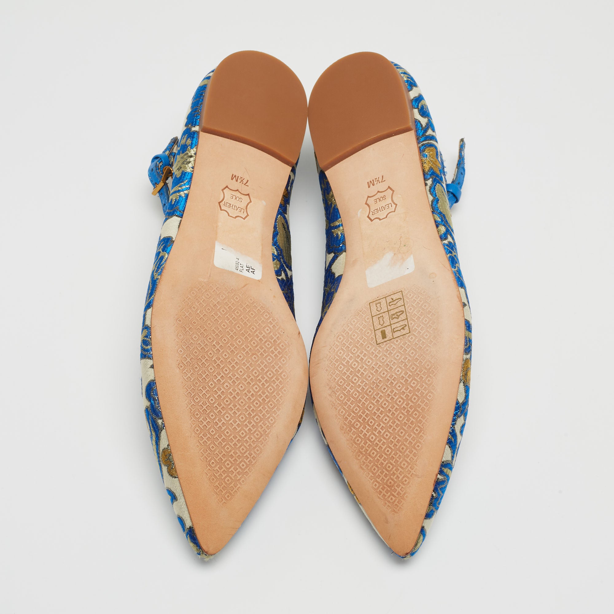 Tory Burch Blue Jacquard Fabric Ashton Flats Size 38