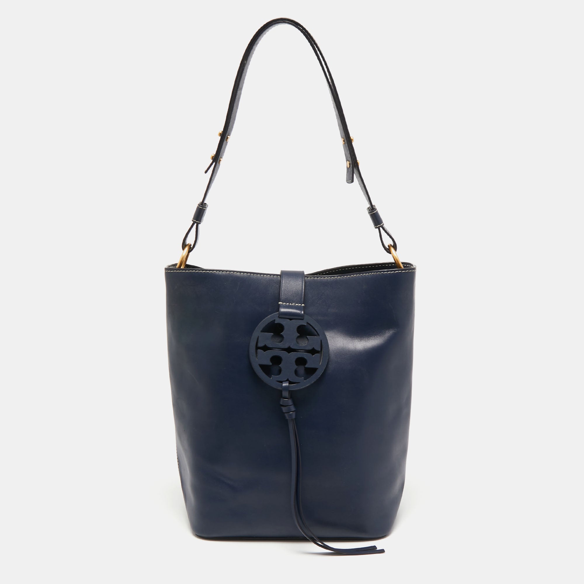 Tory Burch Dark Blue Leather Miller Hobo