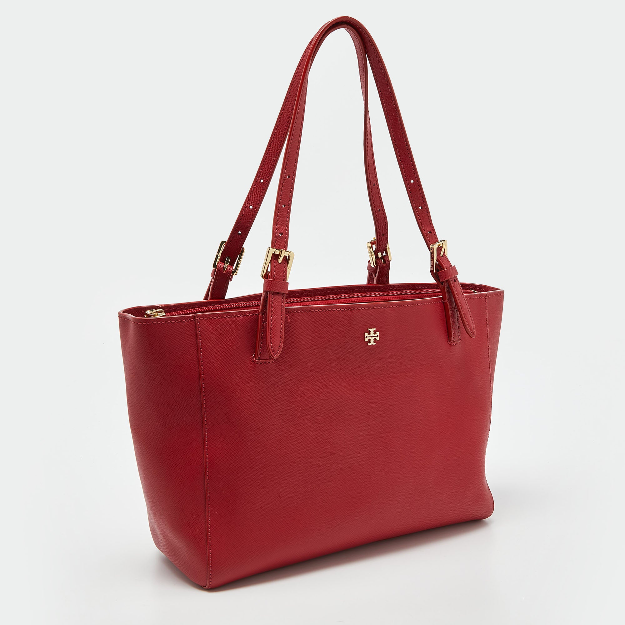 Tory Burch Red Leather Medium York Buckle Tote