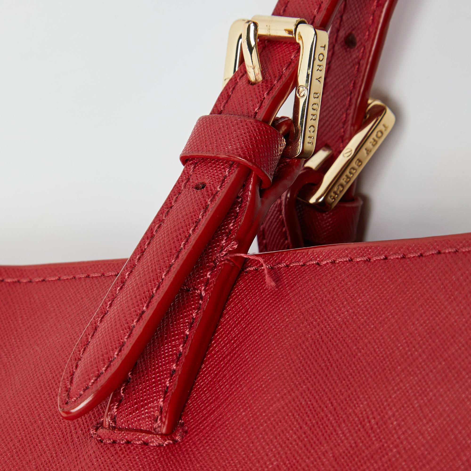 Tory Burch Red Leather Medium York Buckle Tote