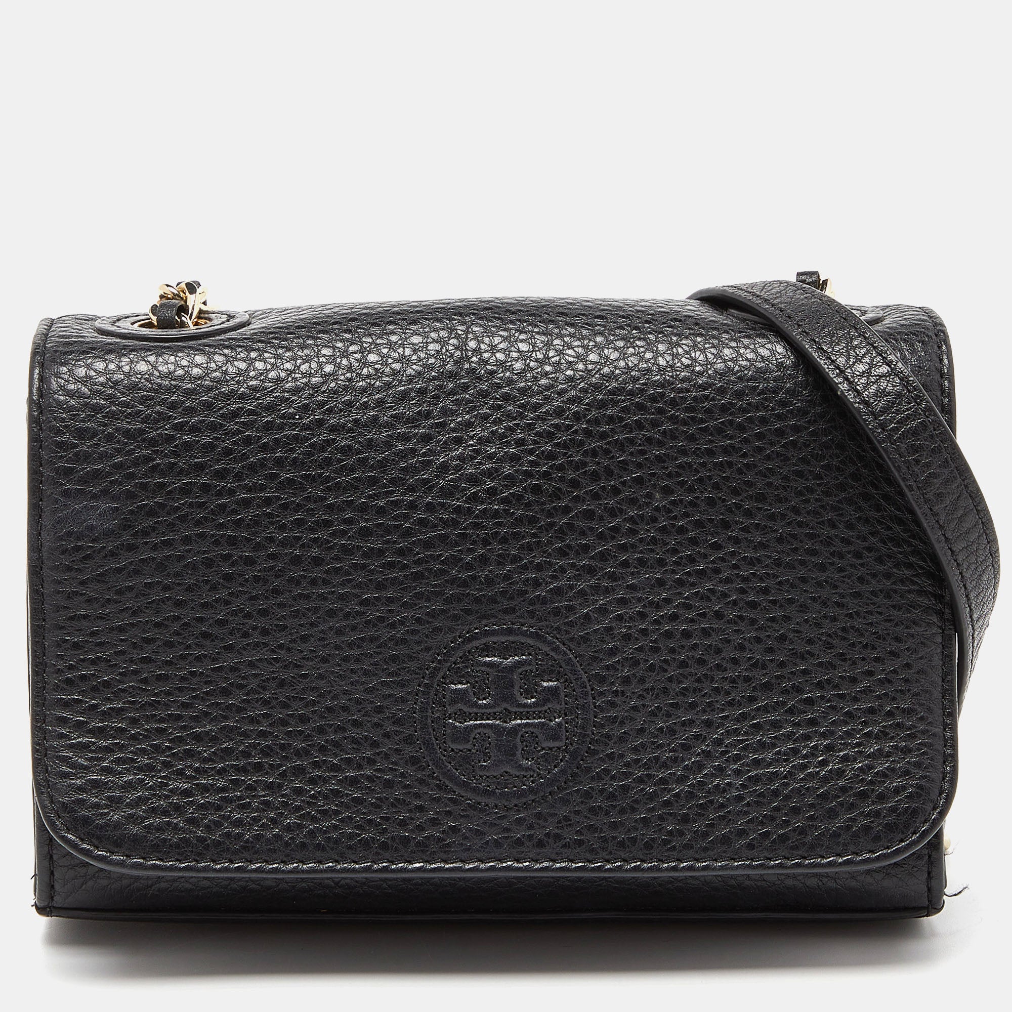 Tory Burch Black Leather Flap Crossbody Bag