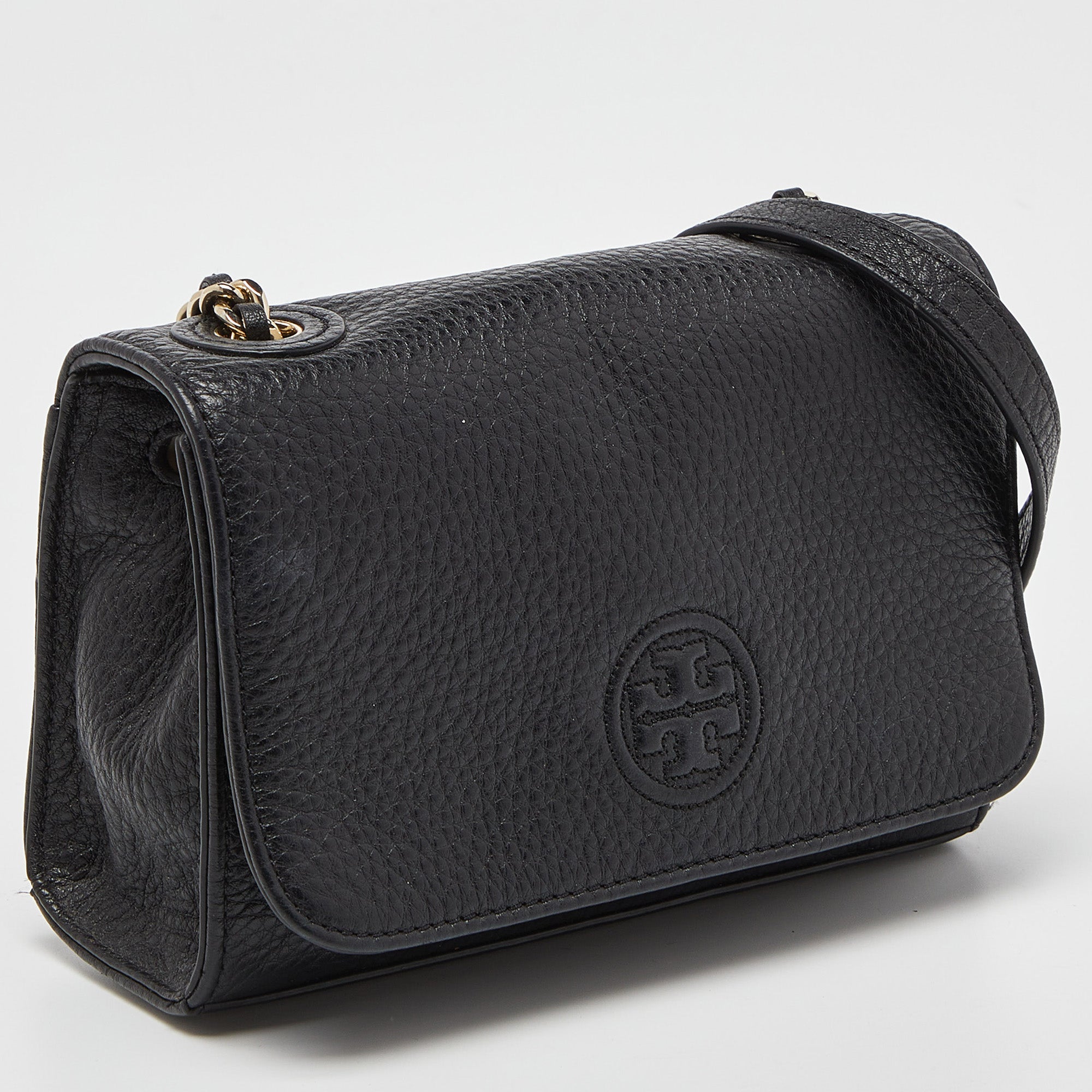 Tory Burch Black Leather Flap Crossbody Bag