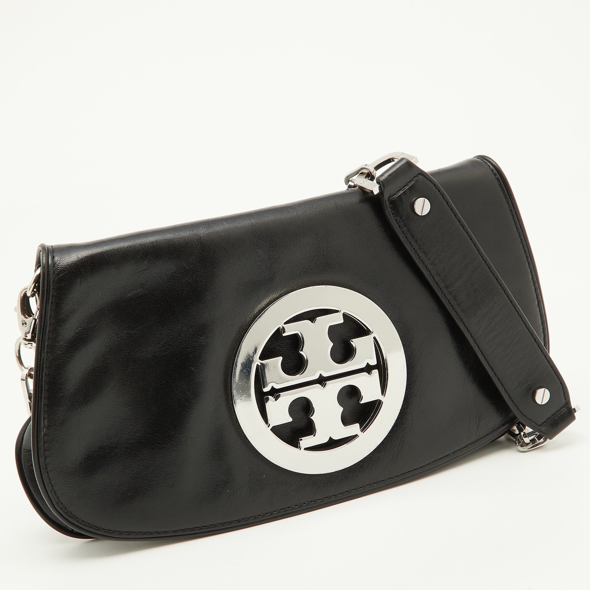 Tory Burch Black Leather Reva Crossbody Bag