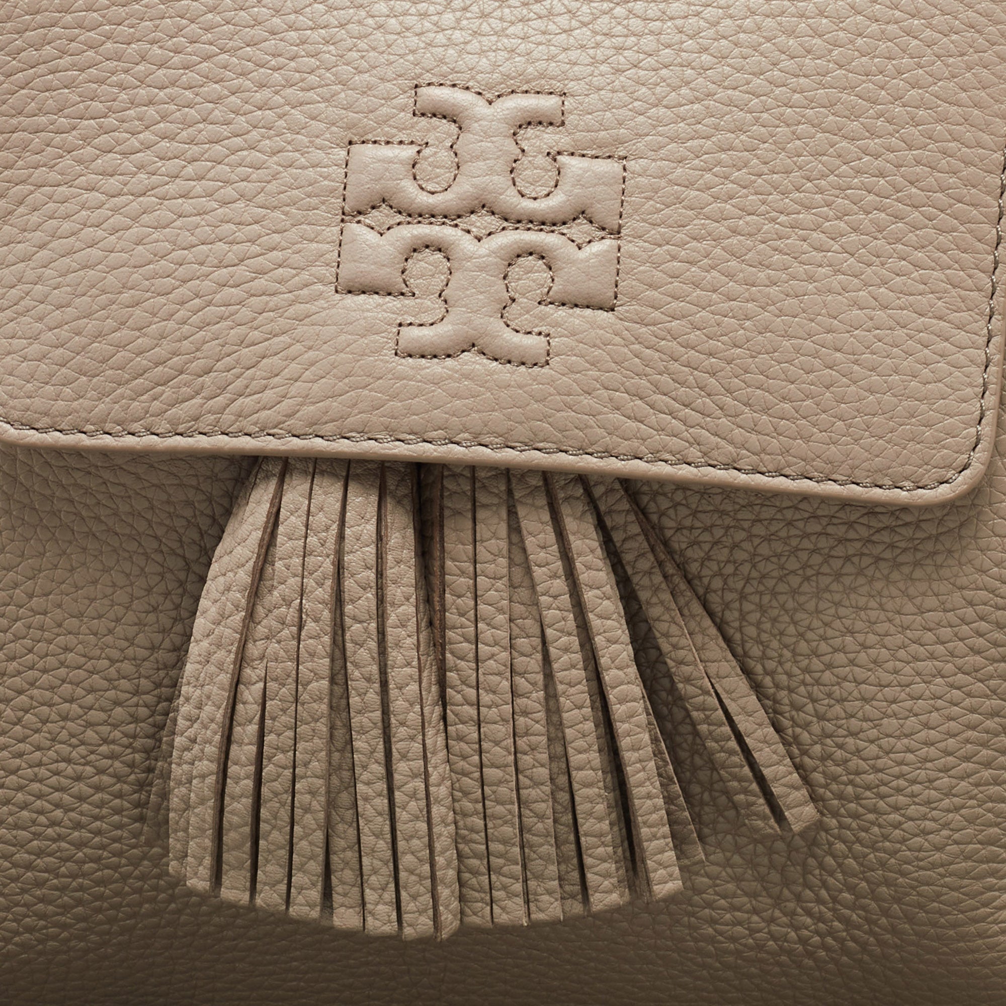 Tory Burch Grey Leather Tassel Backpack