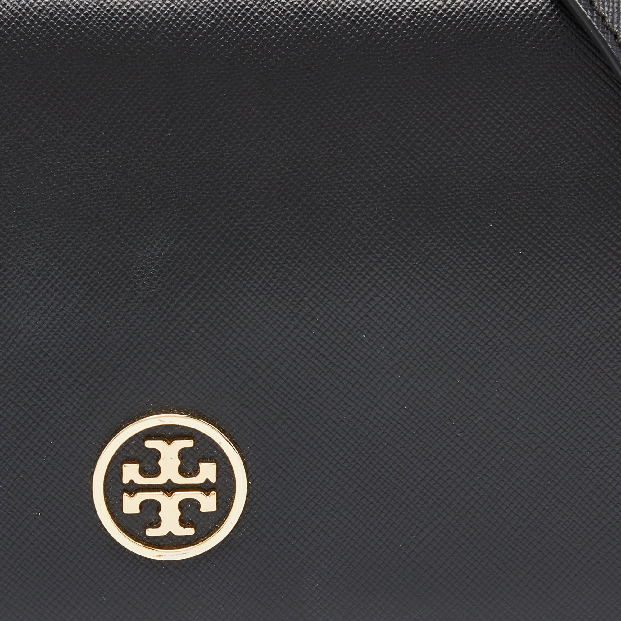 Tory Burch Black Leather Robinson Flap Crossbody Bag