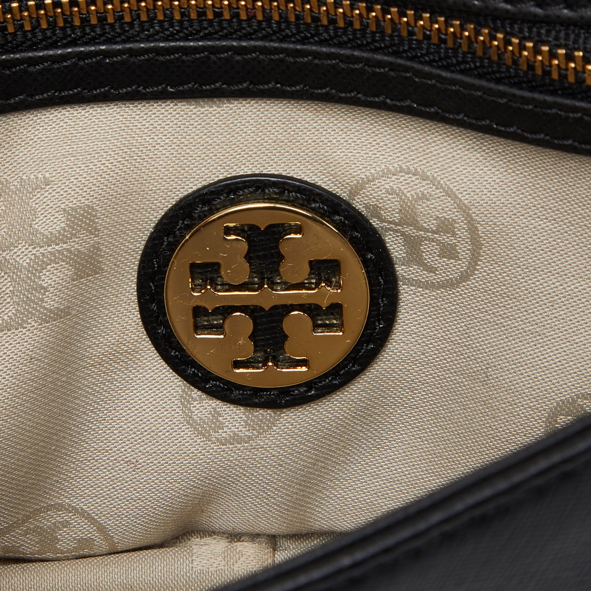 Tory Burch Black Leather Robinson Flap Crossbody Bag