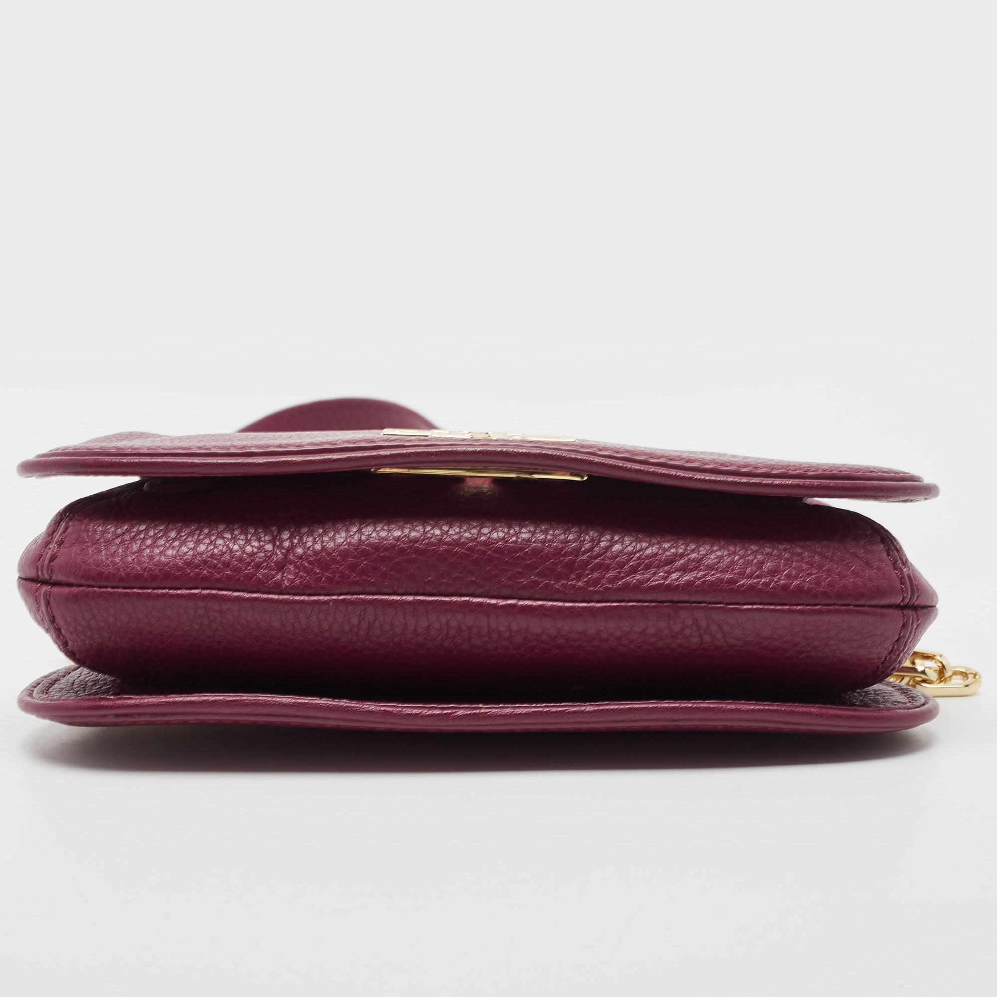 Tory Burch Burgundy Leather Bitten Clutch Bag