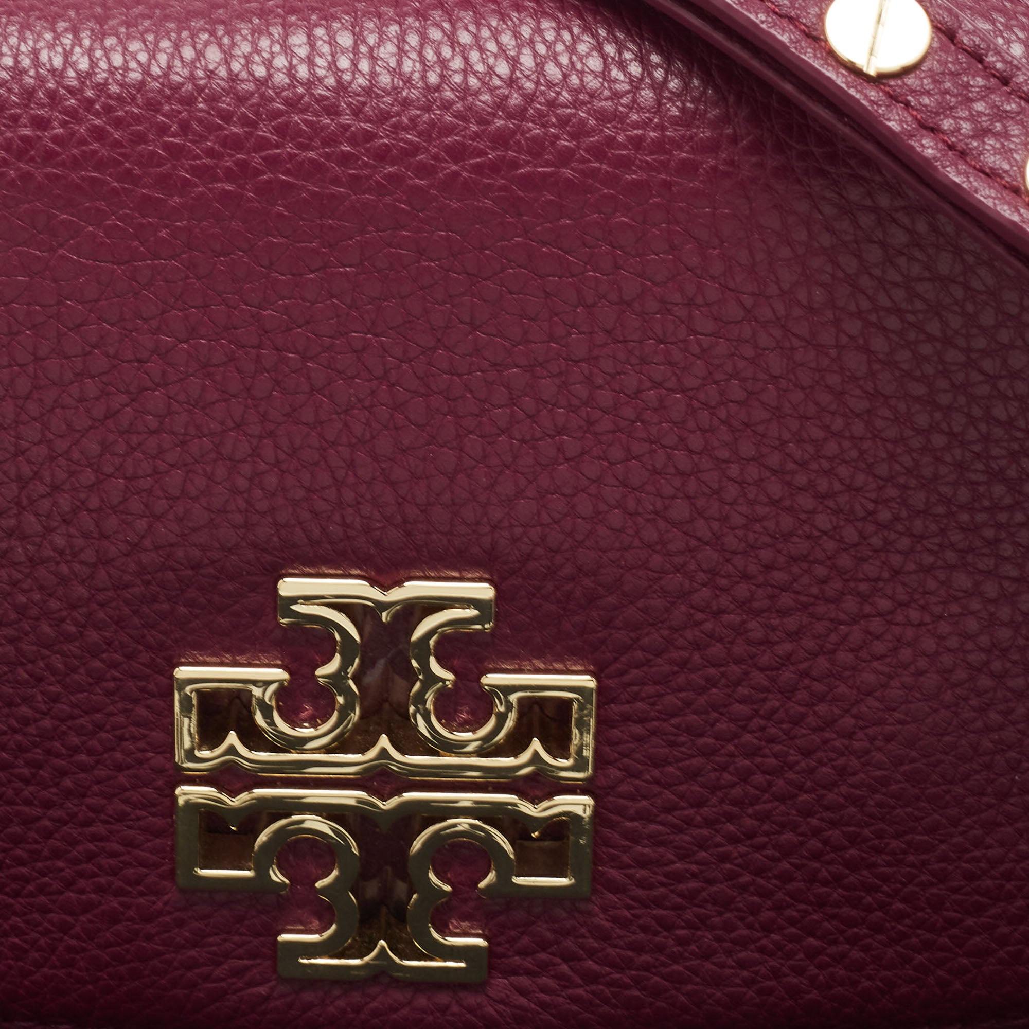 Tory Burch Burgundy Leather Bitten Clutch Bag