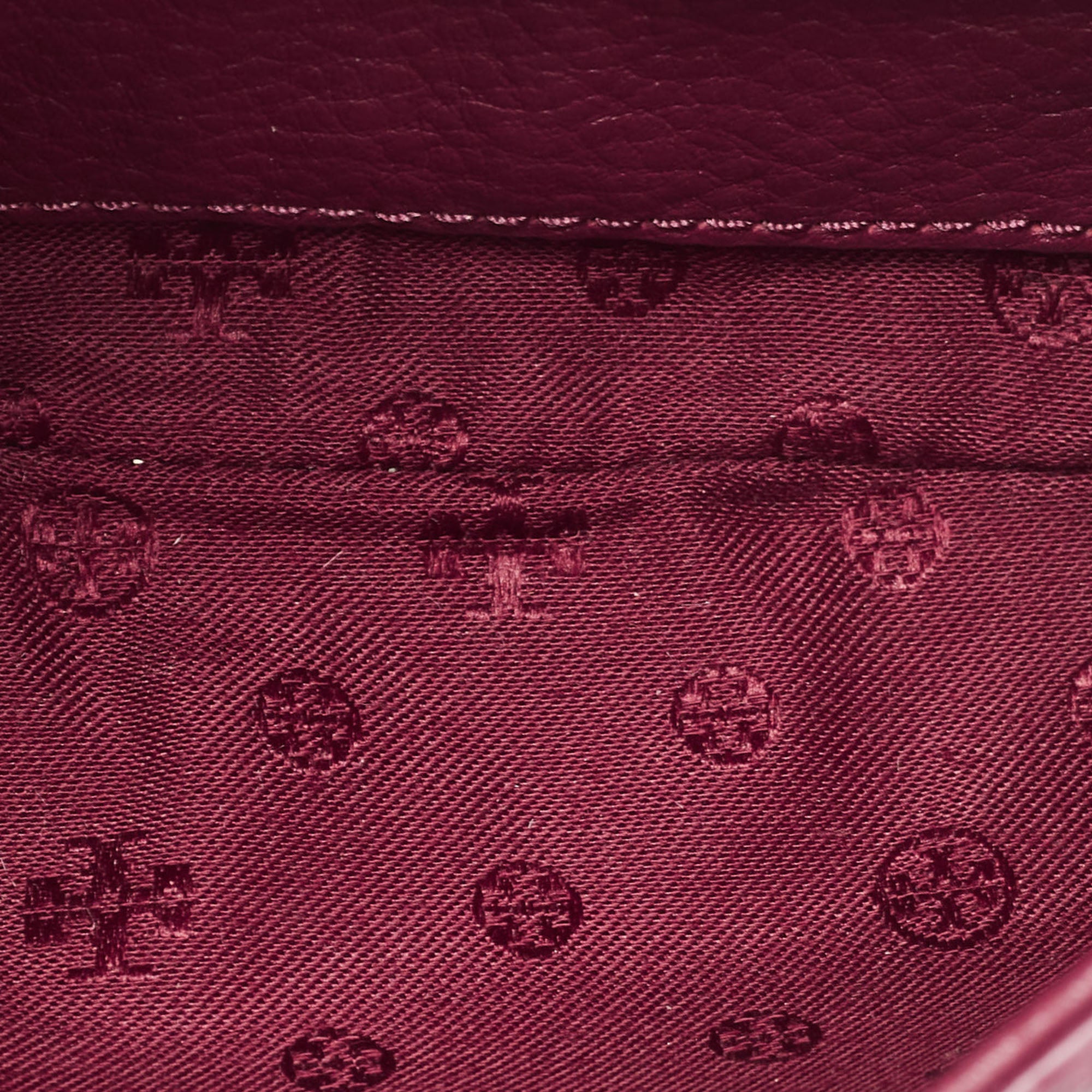 Tory Burch Burgundy Leather Bitten Clutch Bag