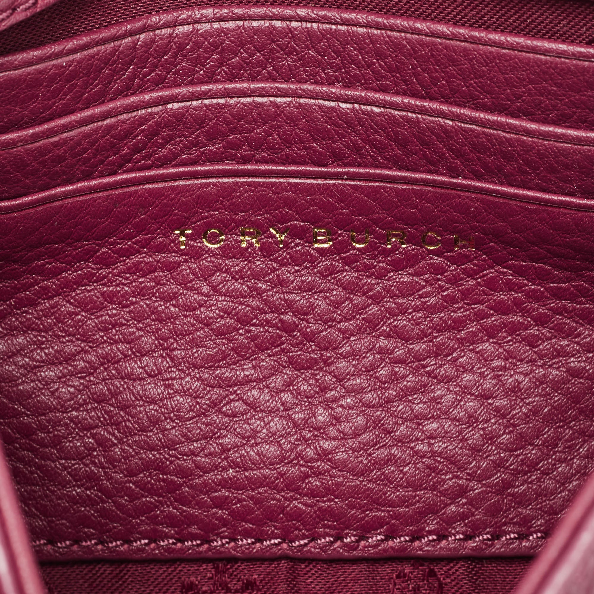 Tory Burch Burgundy Leather Bitten Clutch Bag