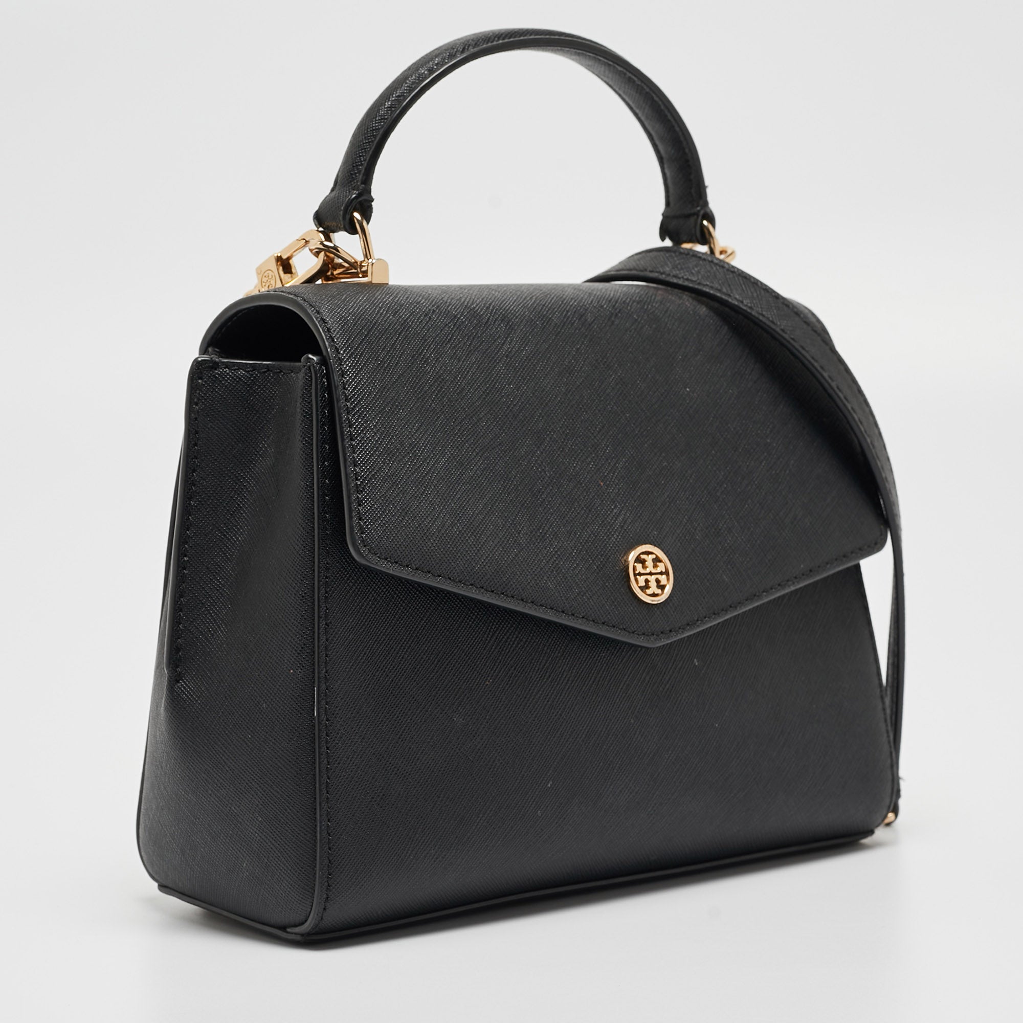 Tory Burch Black Leather Robinson Top Handle Bag