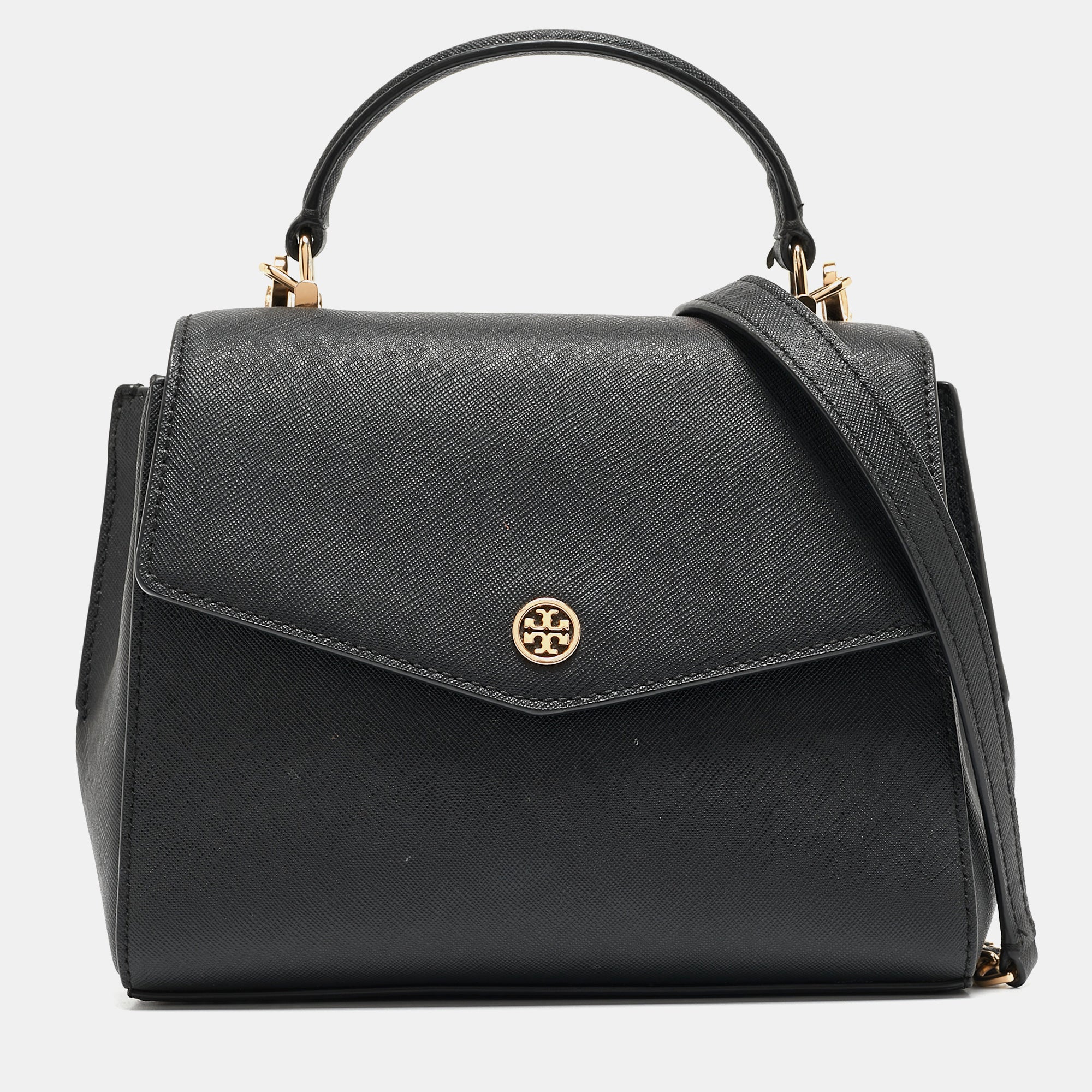 Tory Burch Black Leather Robinson Top Handle Bag