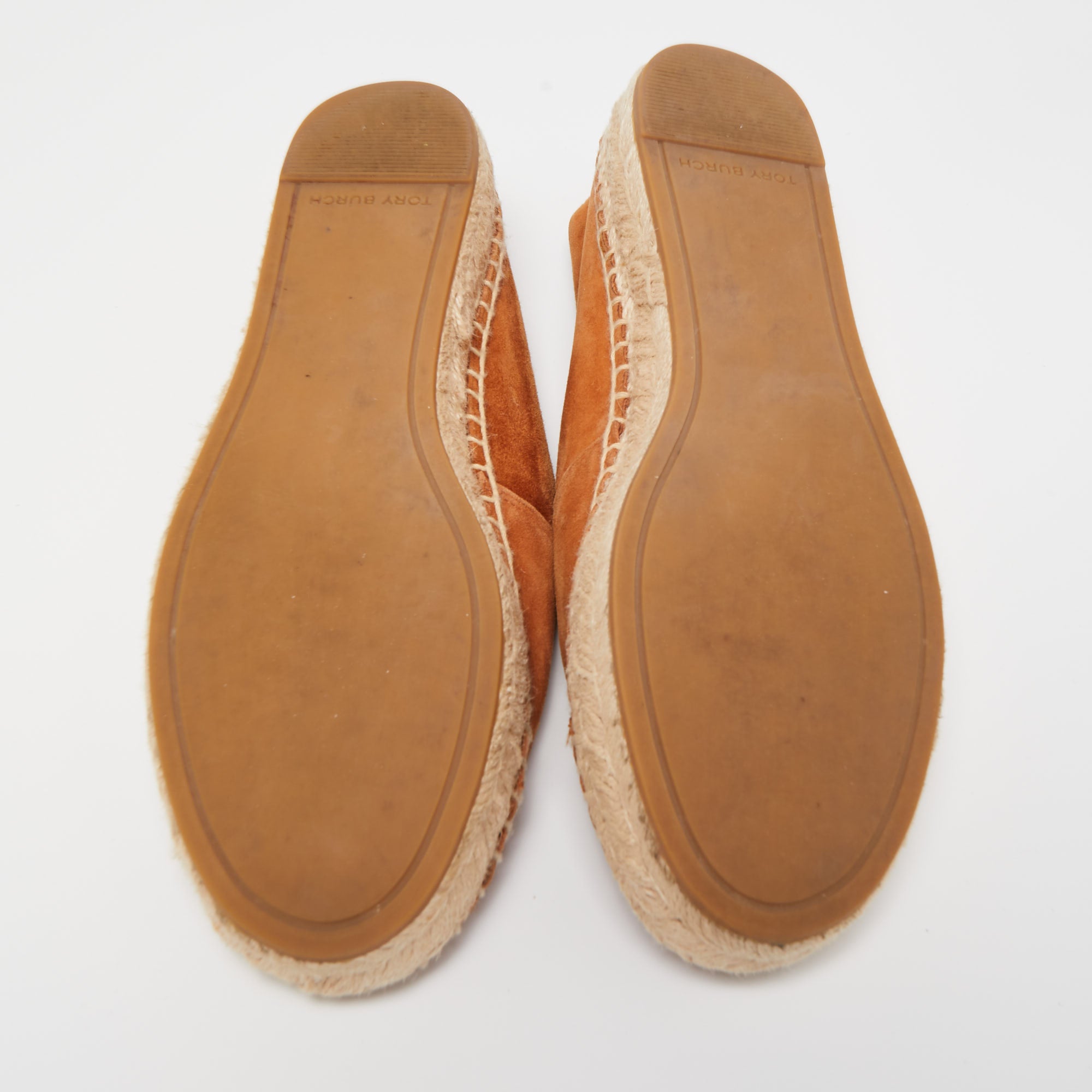 Tory Burch Brown Suede And Leather Espadrille Flats Size 38