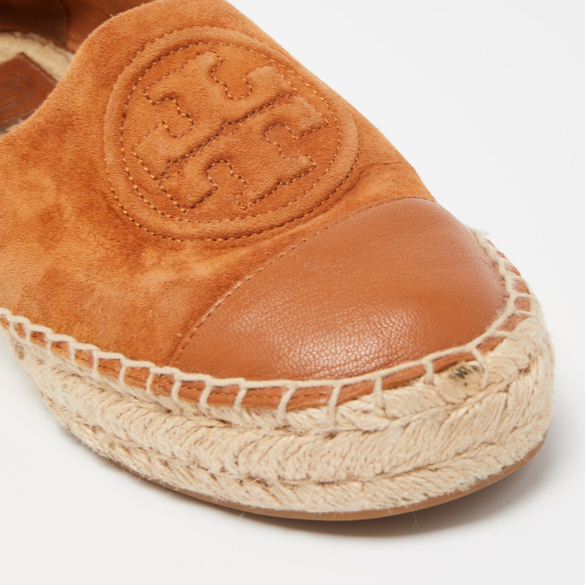 Tory Burch Brown Suede And Leather Espadrille Flats Size 38