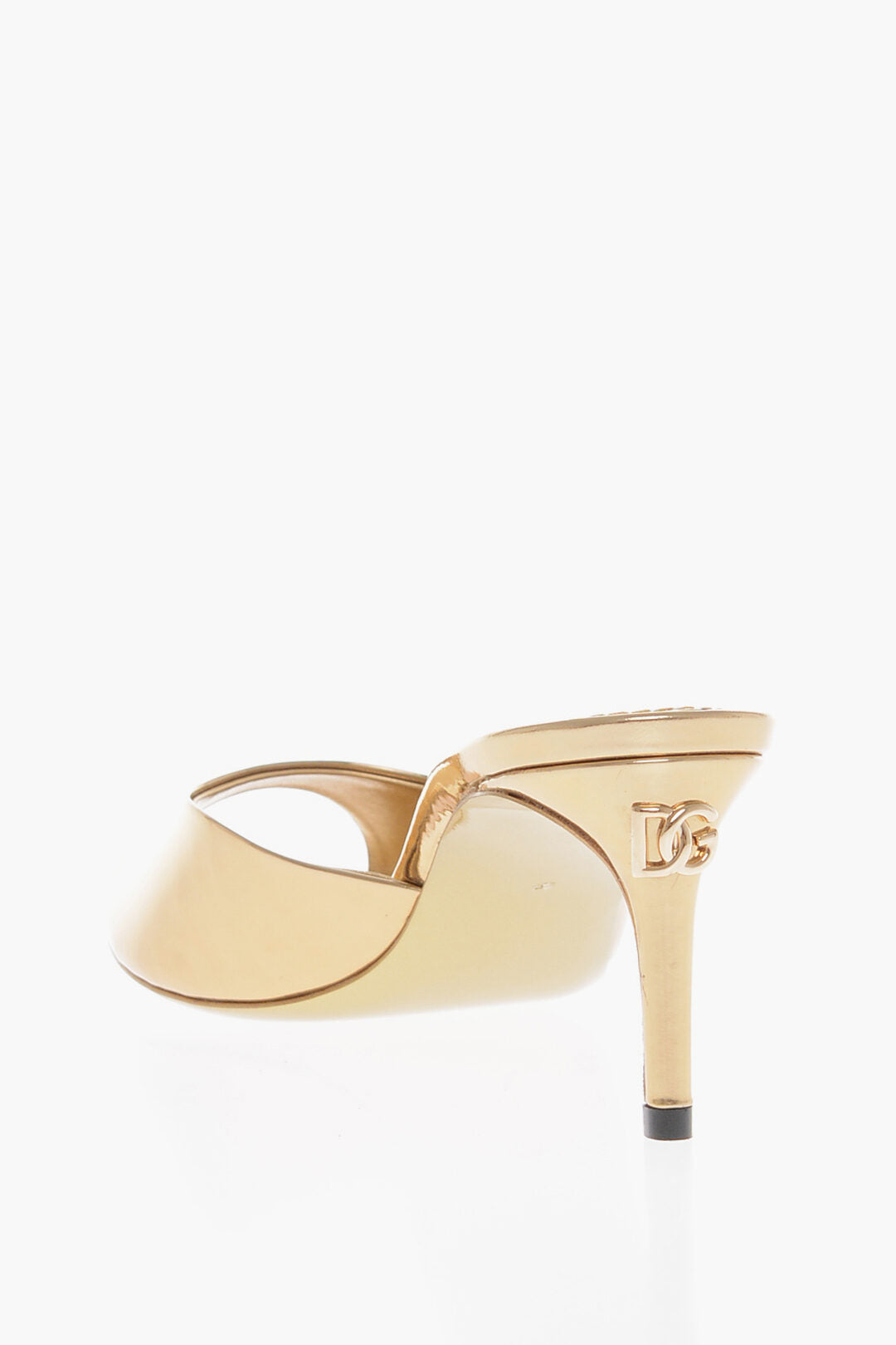 Dolce & Gabbana Metallic Effect Leather Mules Heel 6,5 cm