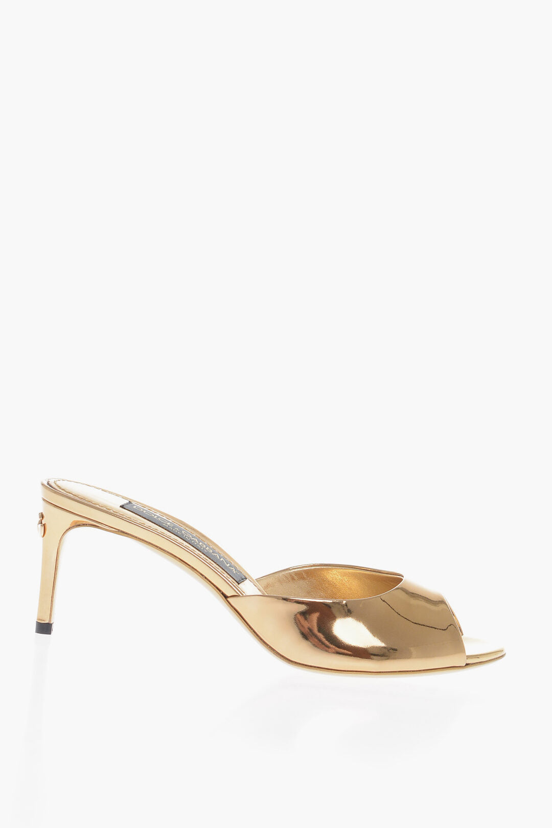 Dolce & Gabbana Metallic Effect Leather Mules Heel 6,5 cm