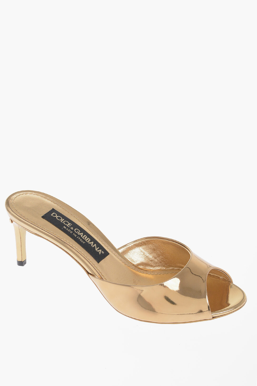 Dolce & Gabbana Metallic Effect Leather Mules Heel 6,5 cm