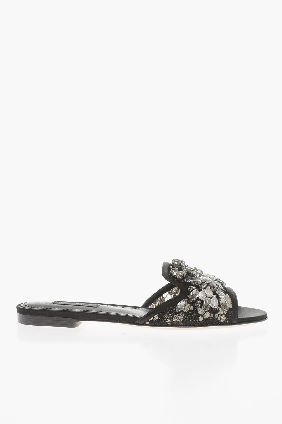 Dolce & Gabbana Rhinestoned Lace Sliders