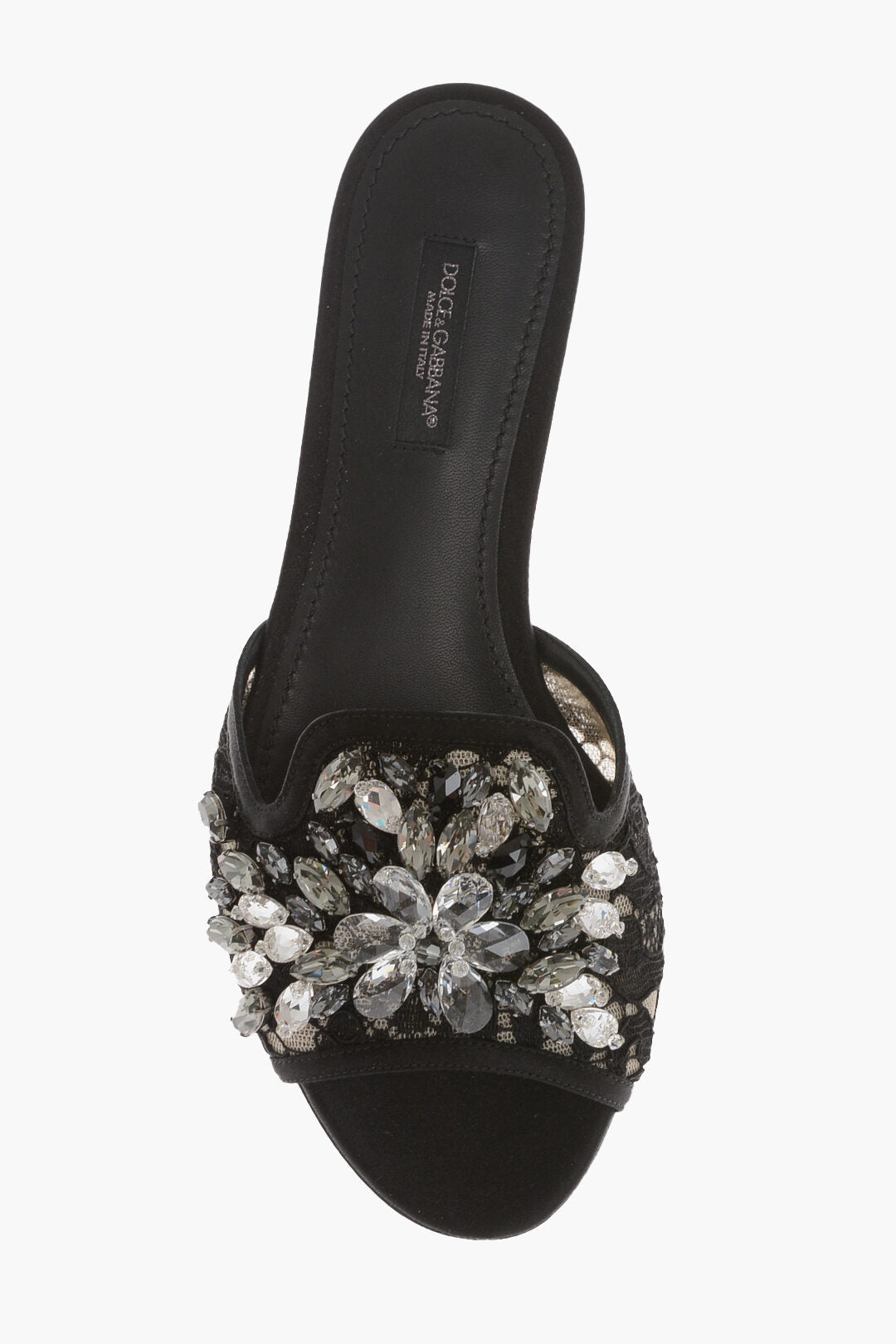 Dolce & Gabbana Rhinestoned Lace Sliders