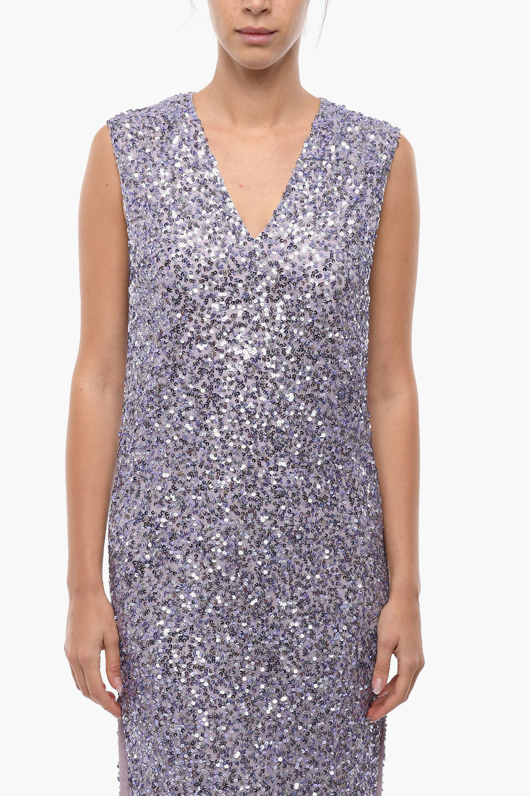 Notes du Nord Sequin All-Over Sleeveless DEENA Dress with Side Slit