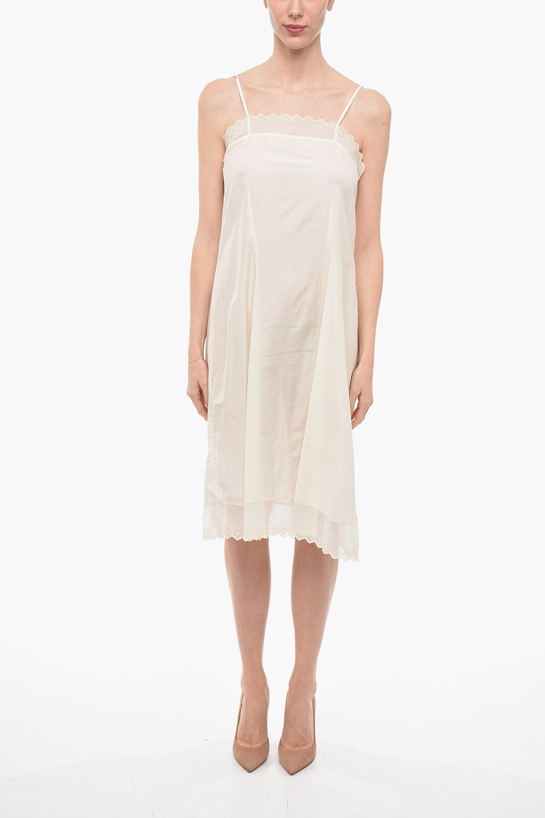 Pero Silk Blend Slip Dress with Sangallo Details