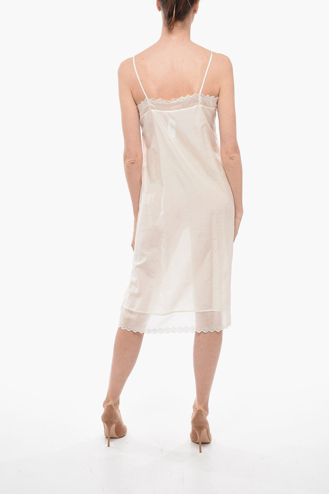 Pero Silk Blend Slip Dress with Sangallo Details