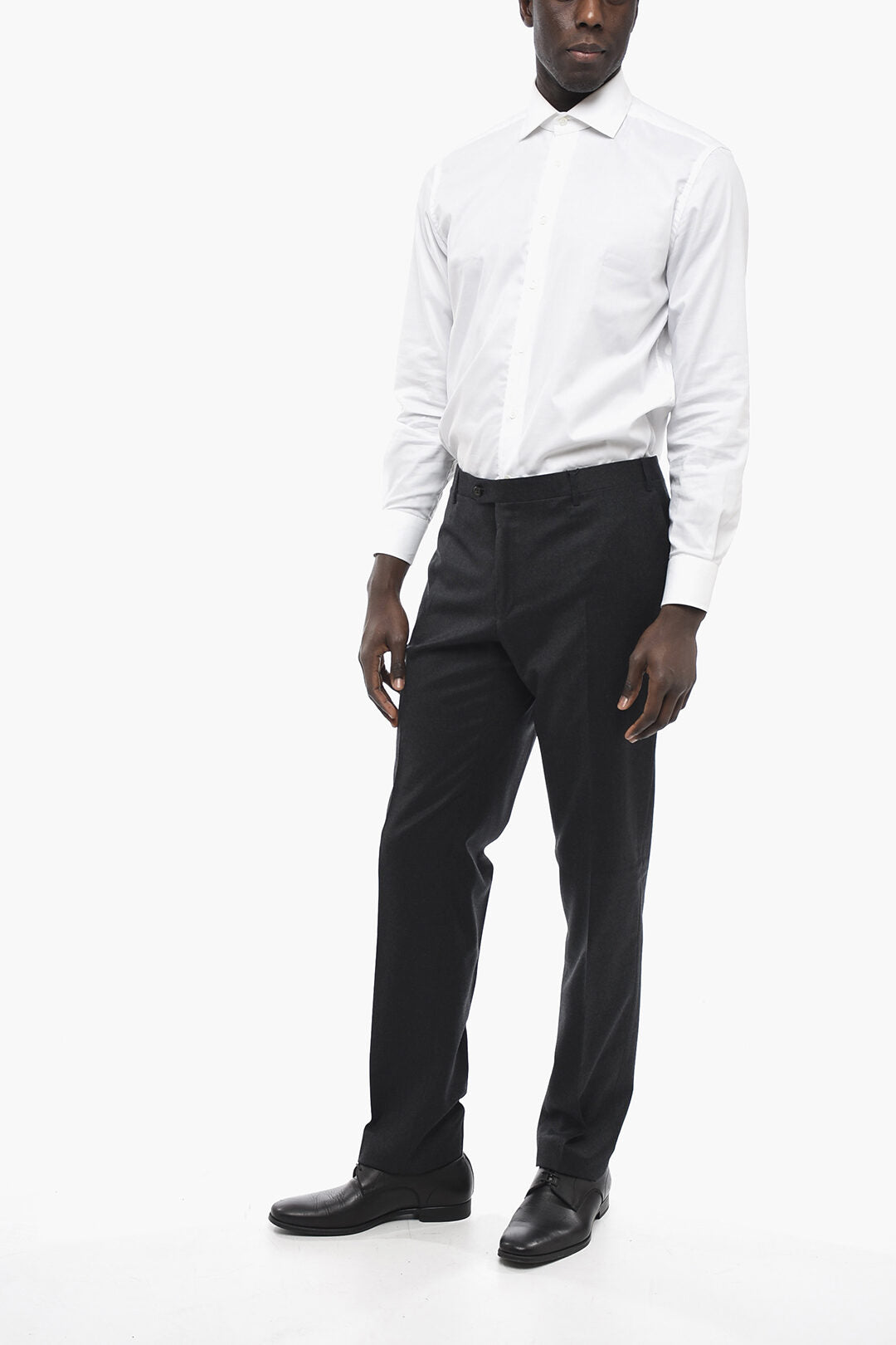 Corneliani Stretch Wool ACADEMY Pants with Concealed Closure