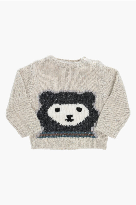 Bonpoint Teddy Bear Crew-Neck Sweater